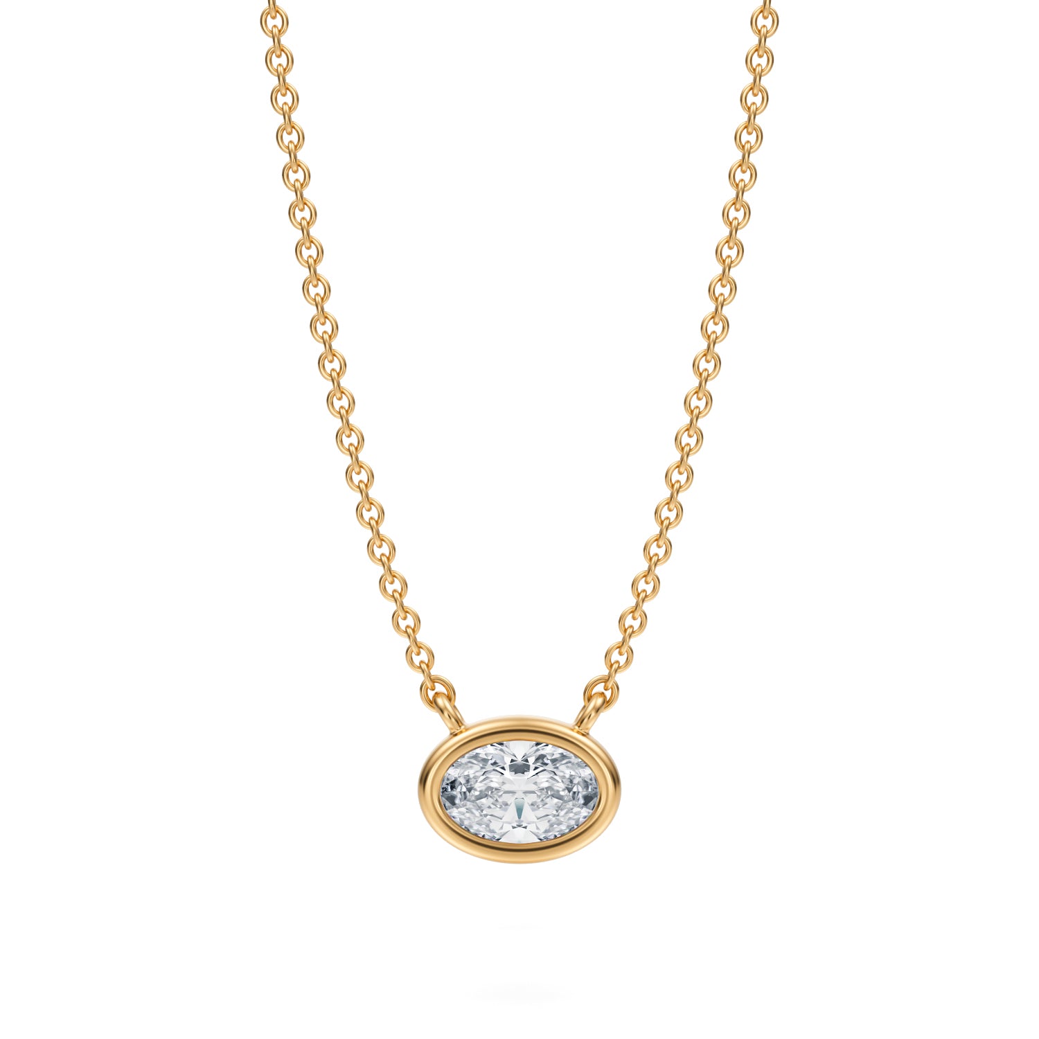 1/2 Carat Oval Bezel Solitaire Pendant Necklace