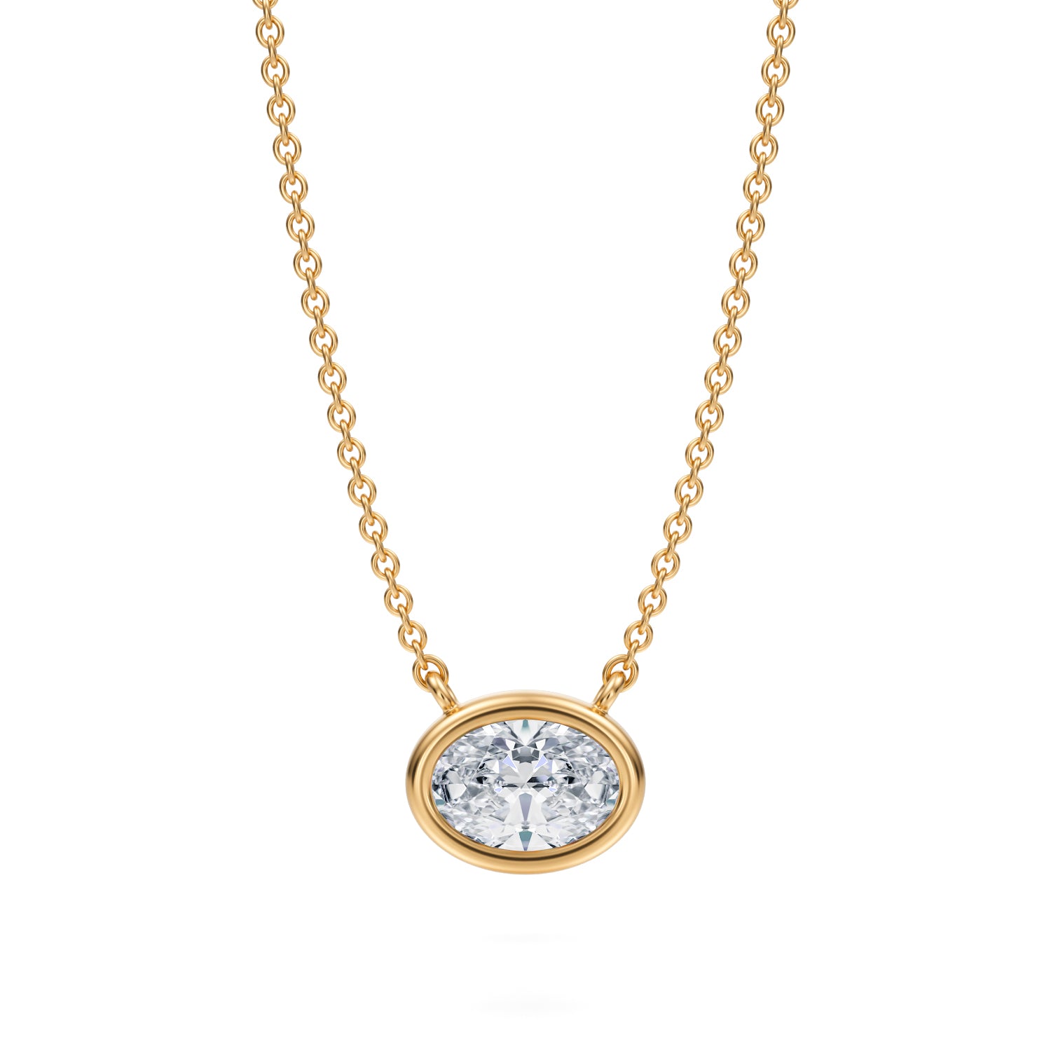 3/4 Carat Oval Bezel Solitaire Pendant Necklace