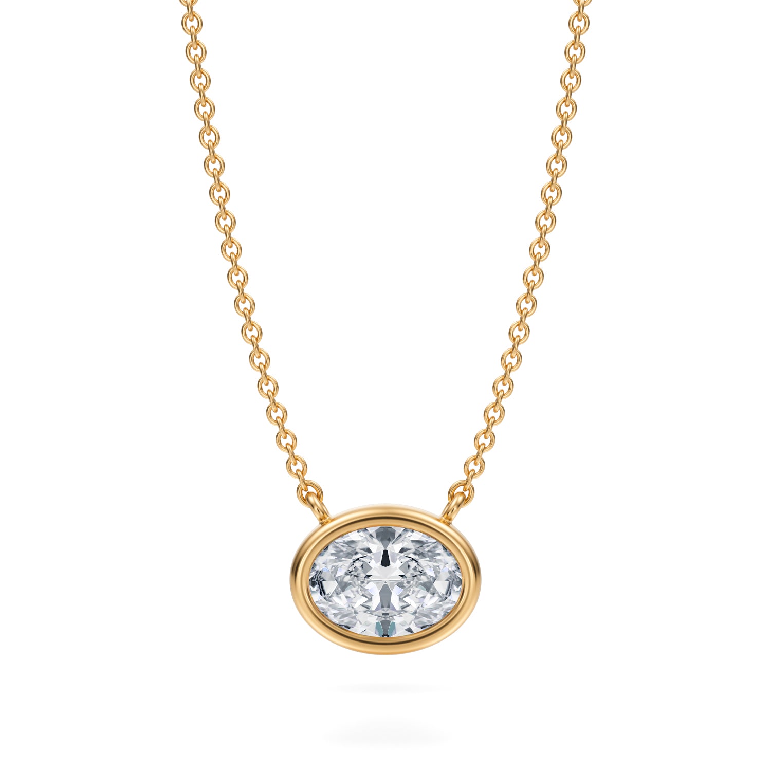 1 Carat Oval Bezel Solitaire Pendant Necklace