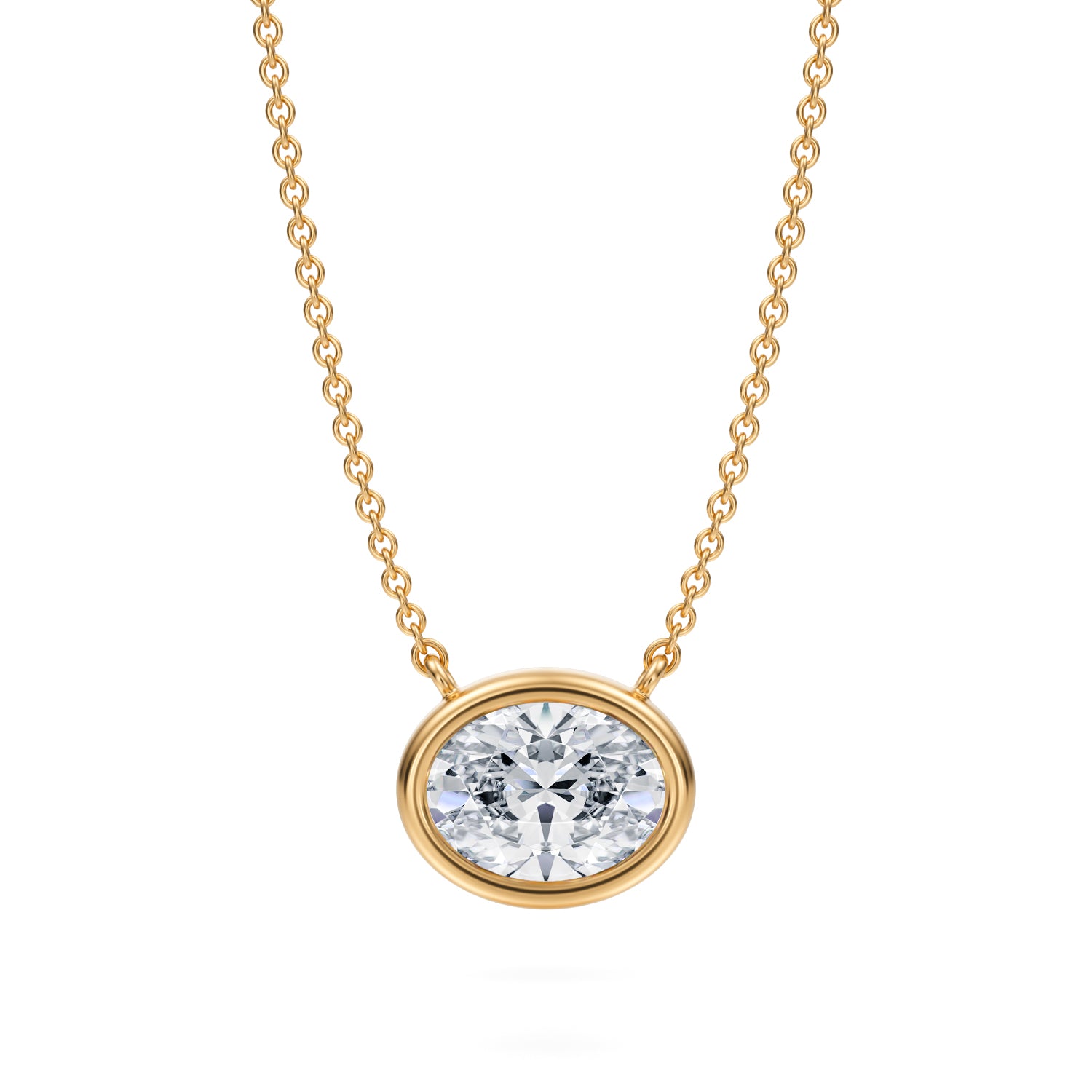 1.5 Carat Oval Bezel Solitaire Pendant Necklace