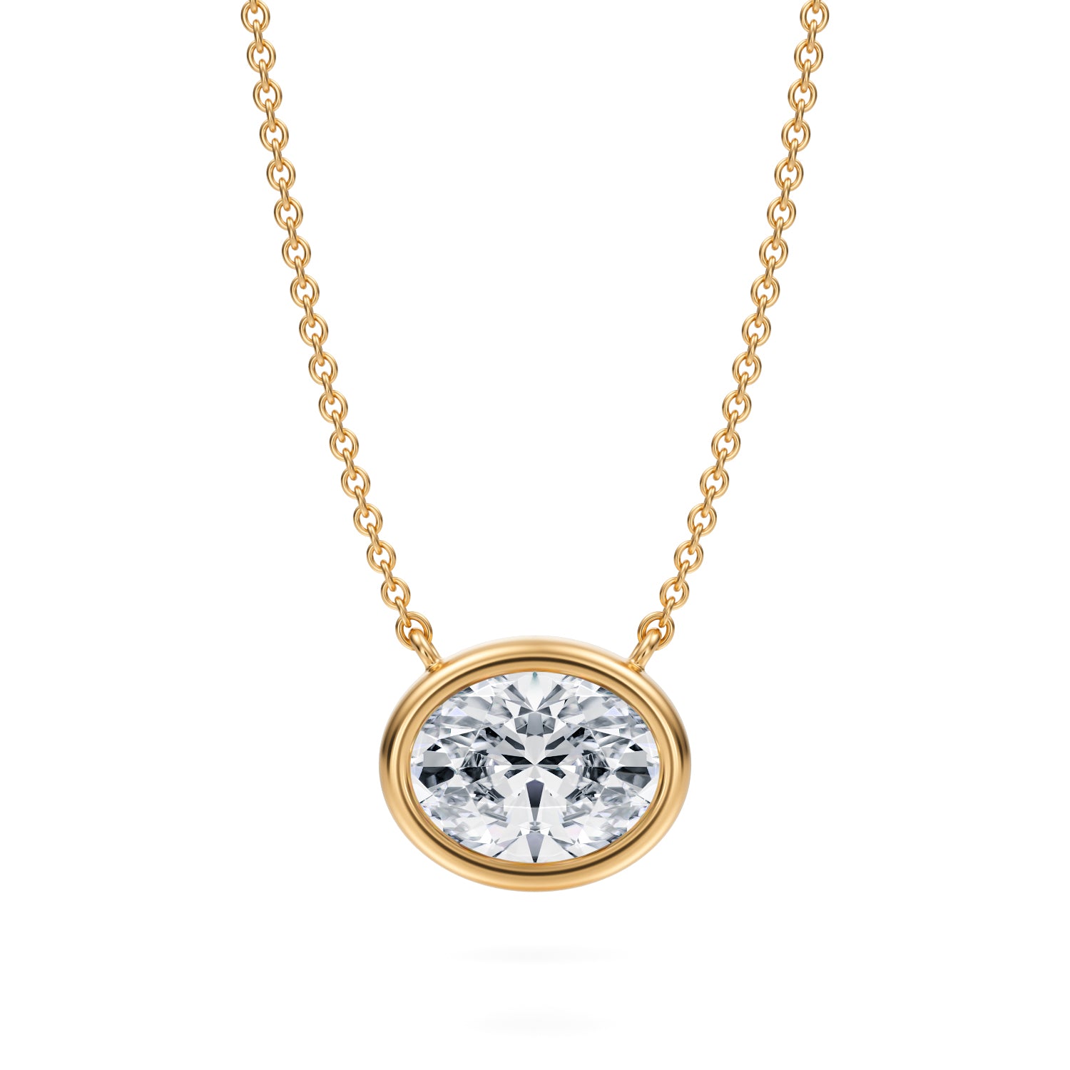 2 Carat Oval Bezel Solitaire Pendant Necklace