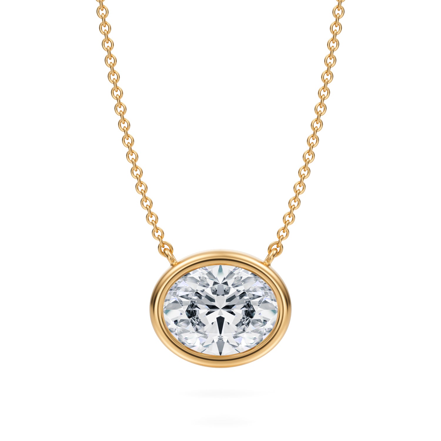 2.5 Carat Oval Bezel Solitaire Pendant Necklace