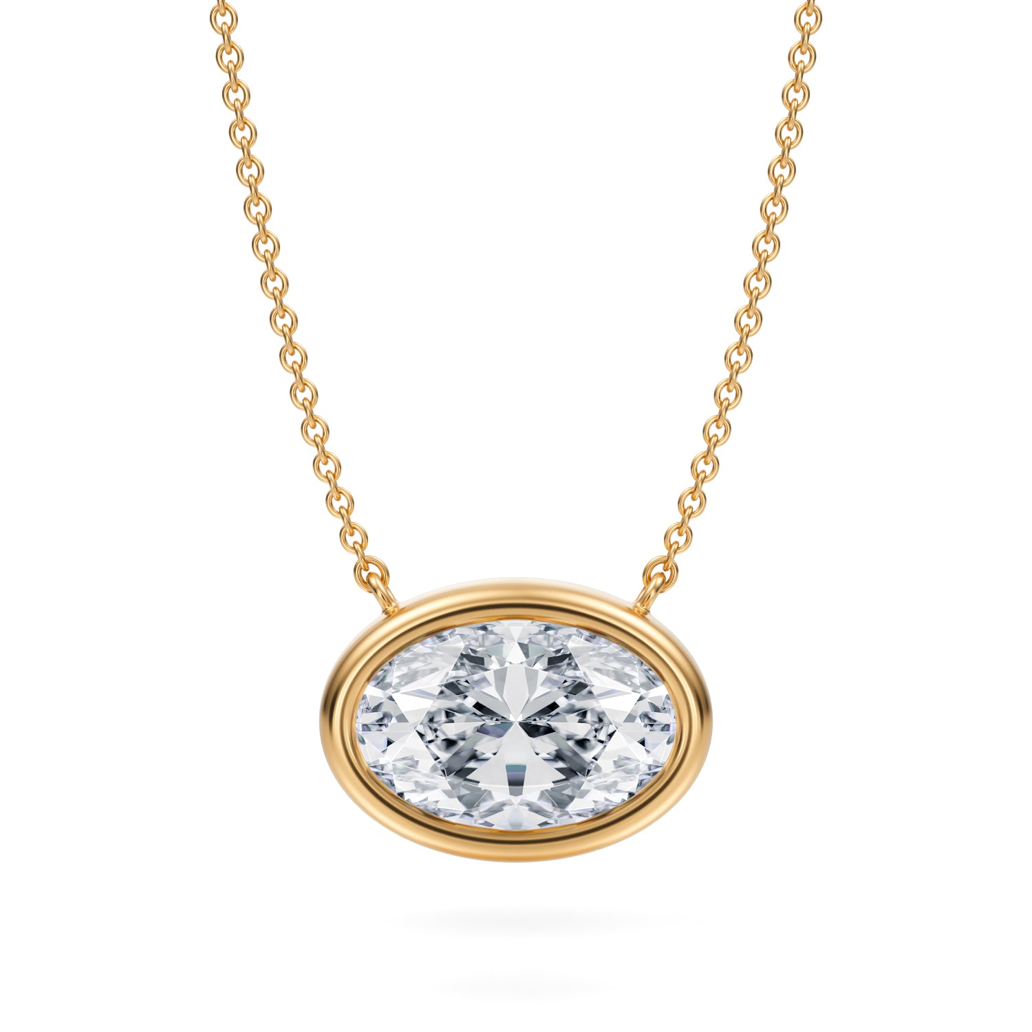 3 Carat Oval Bezel Solitaire Pendant Necklace