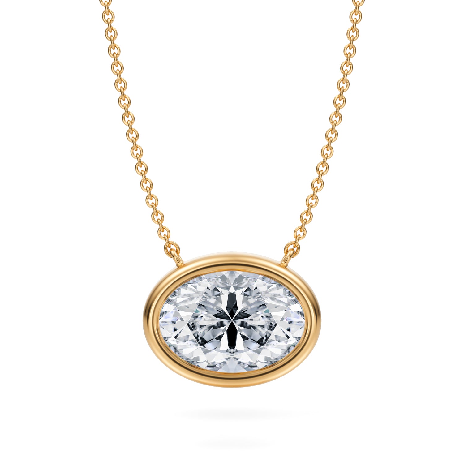 3.5 Carat Oval Bezel Solitaire Pendant Necklace