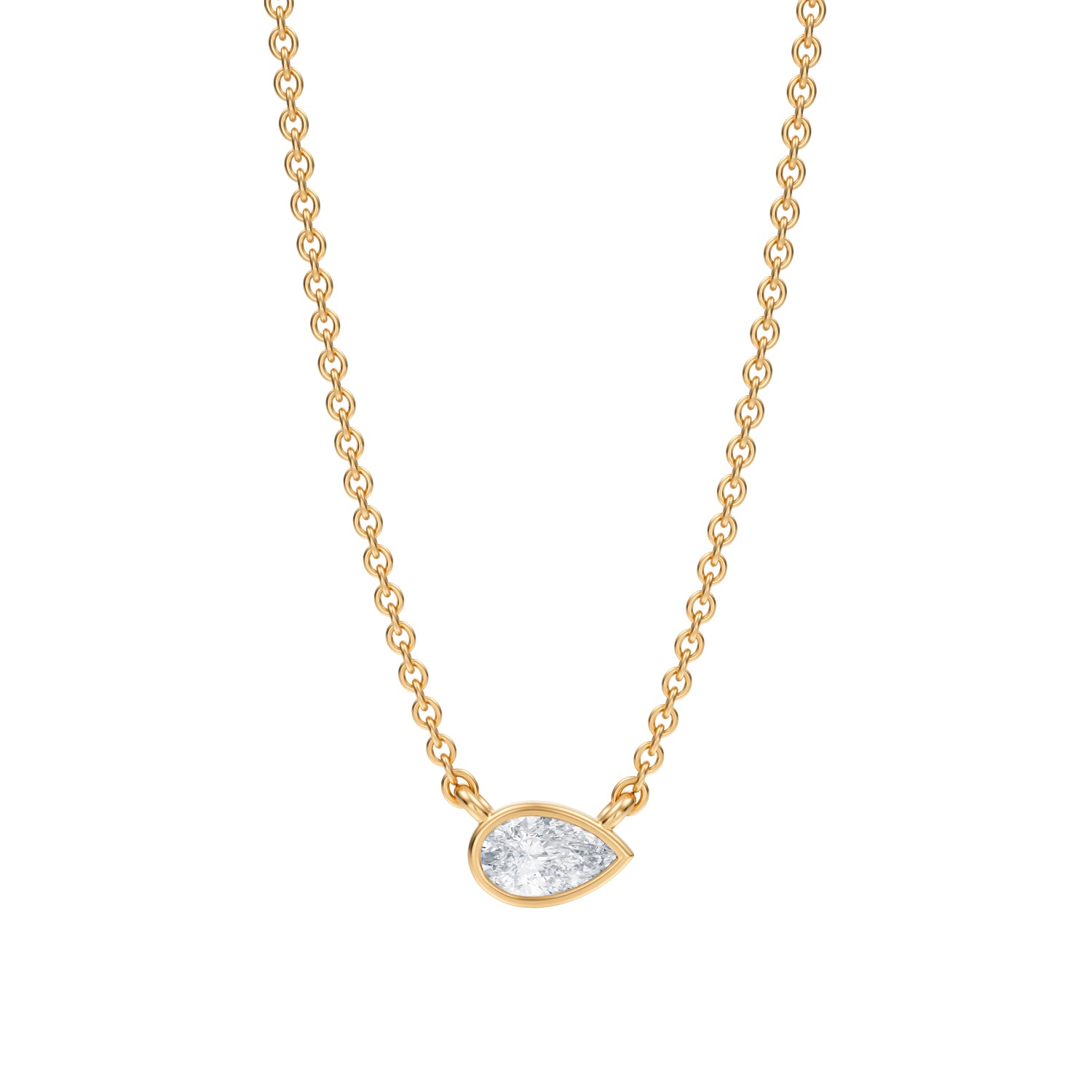 Pear Bezel Solitaire Pendant Necklace