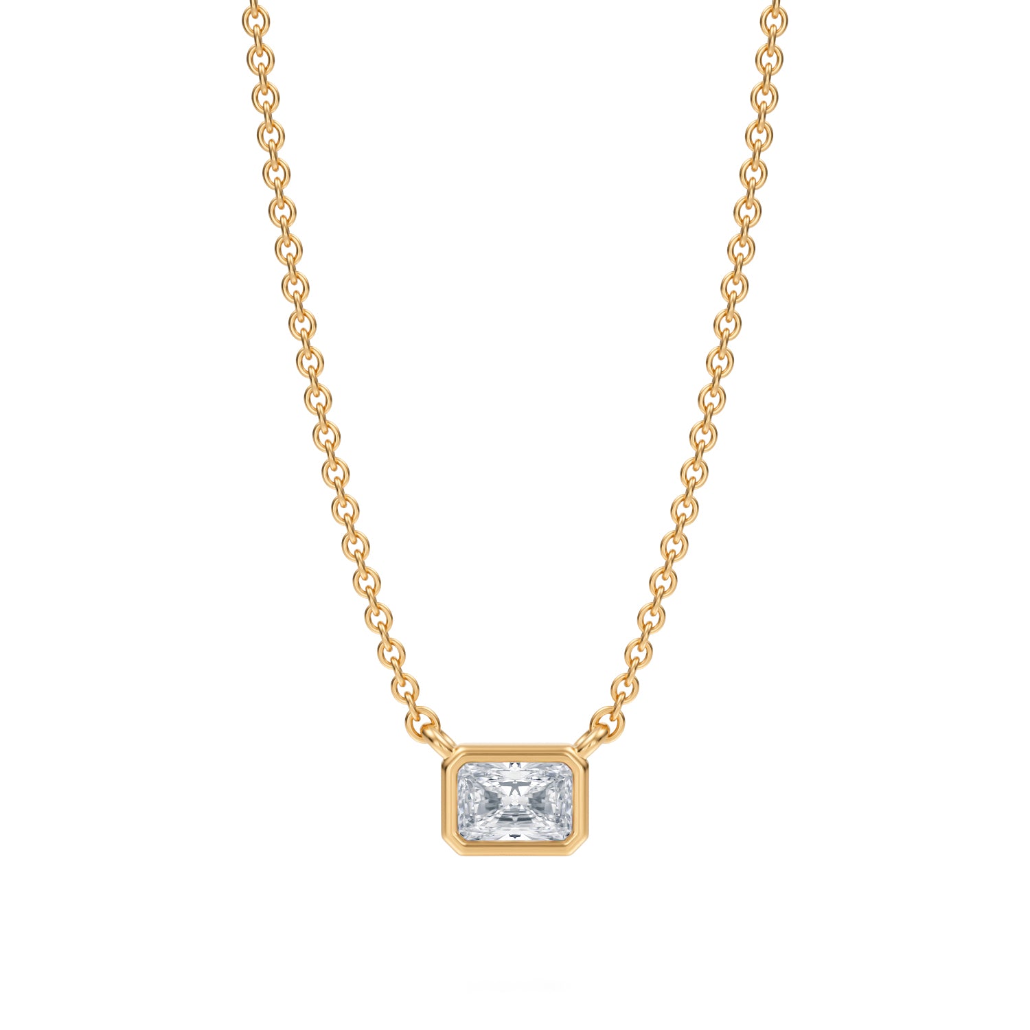 Radiant Bezel Solitaire Pendant Necklace