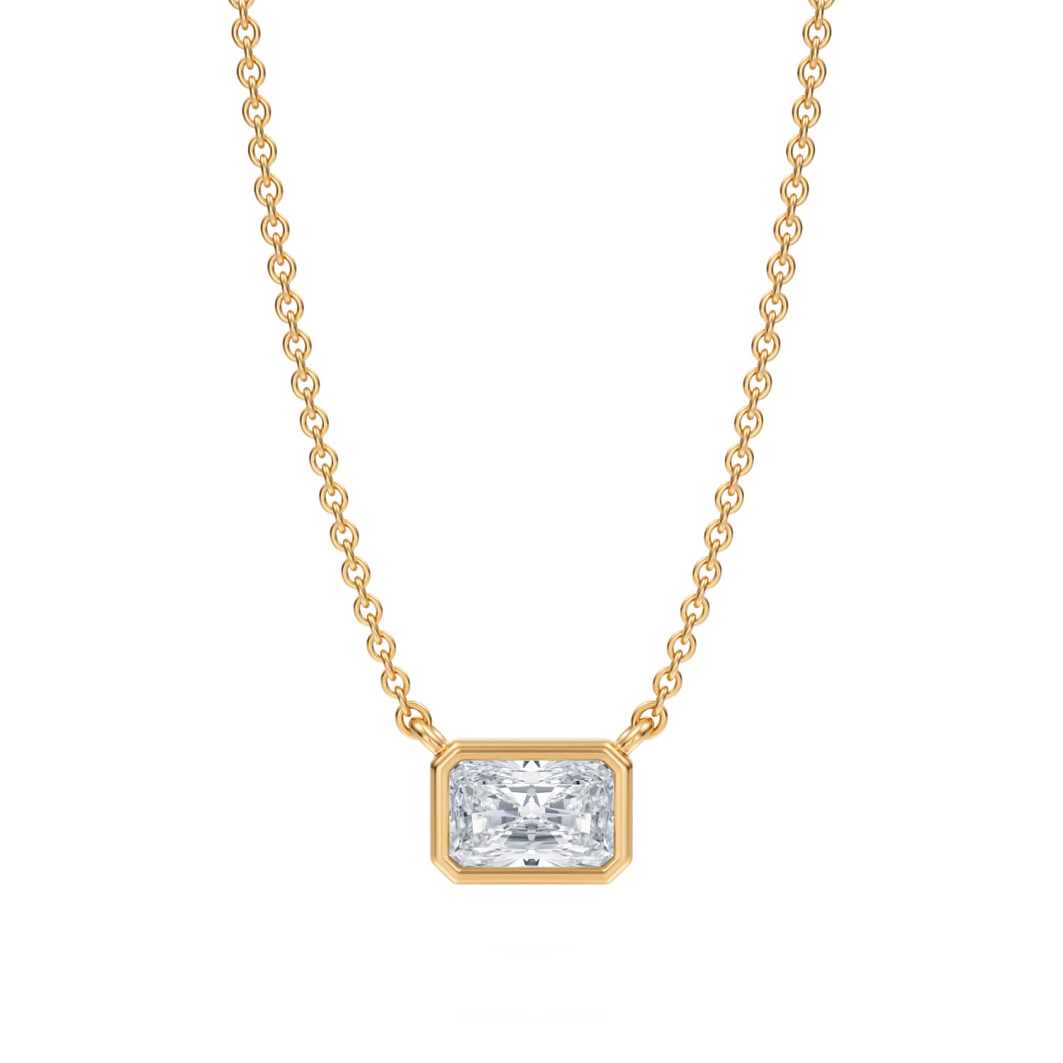 1/2 Carat Radiant Bezel Solitaire Pendant Necklace