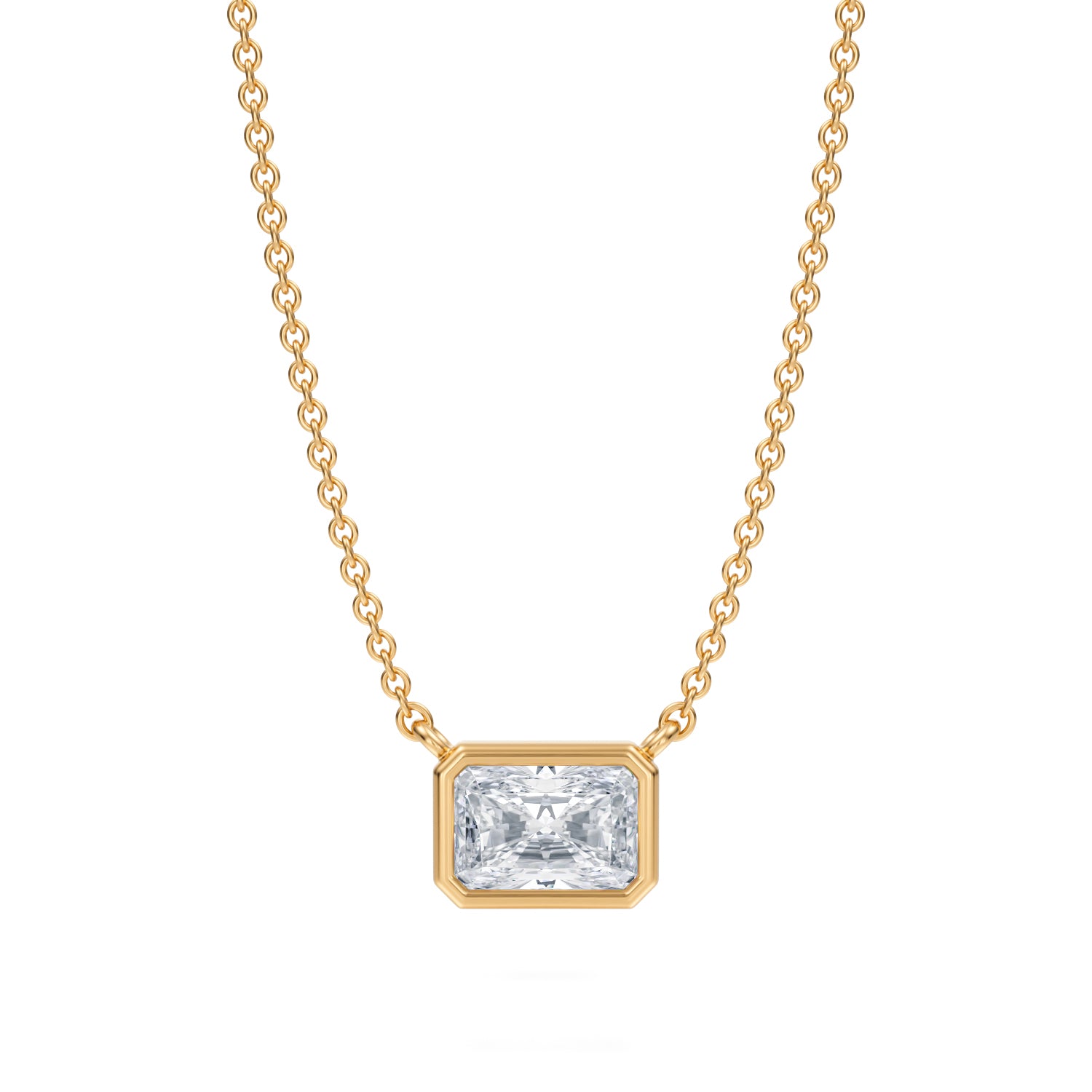 3/4 Carat Radiant Bezel Solitaire Pendant Necklace