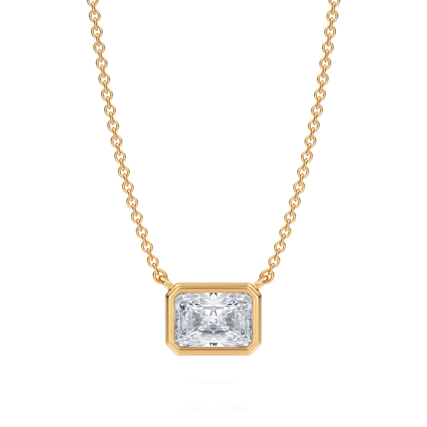 1 Carat Radiant Bezel Solitaire Pendant Necklace