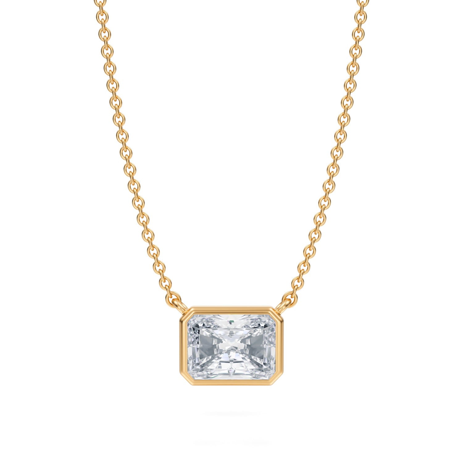 1.5 Carat Radiant Bezel Solitaire Pendant Necklace