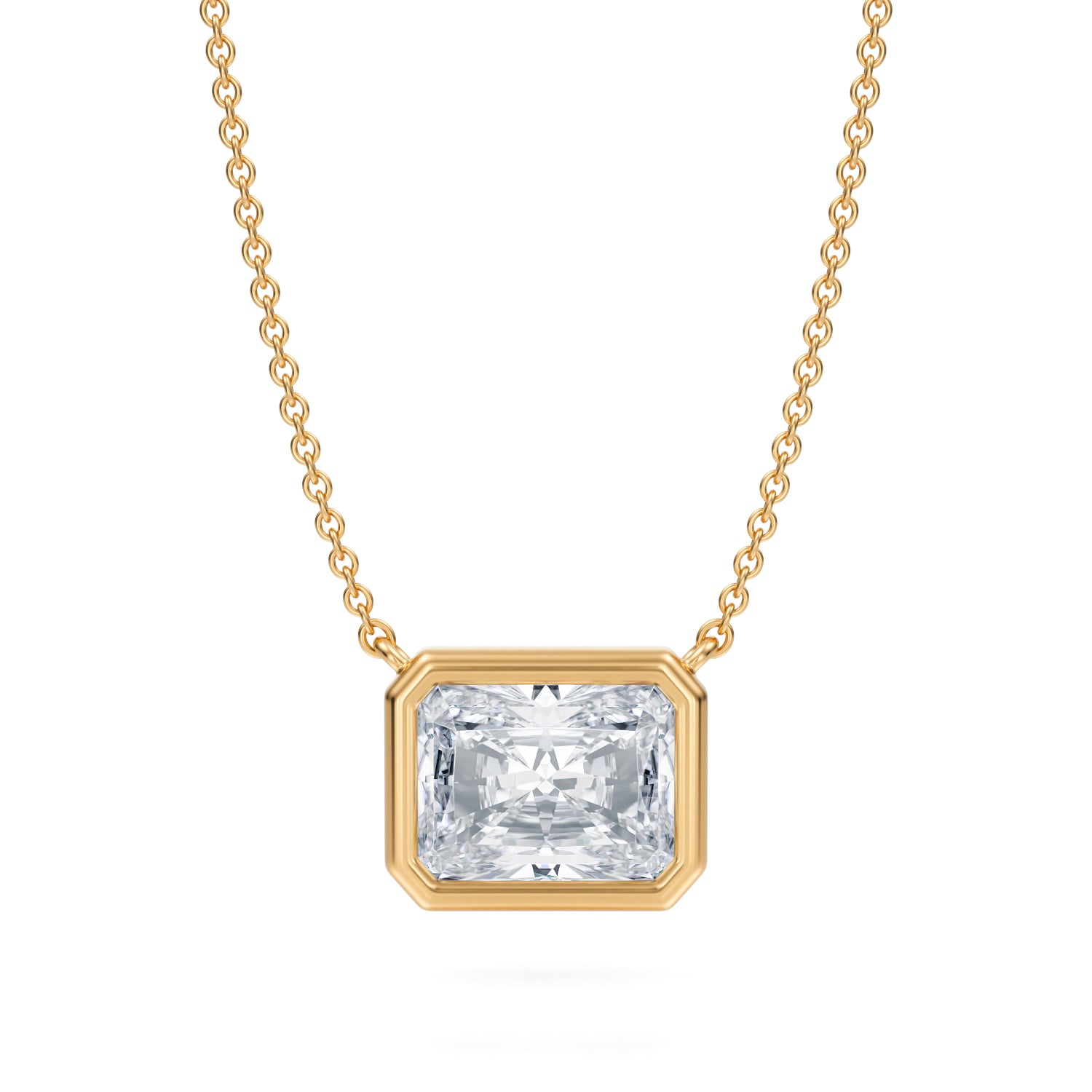 2.5 Carat Radiant Bezel Solitaire Pendant Necklace