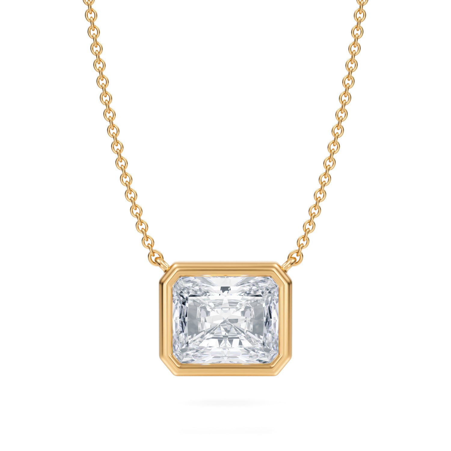 3 Carat Radiant Bezel Solitaire Pendant Necklace