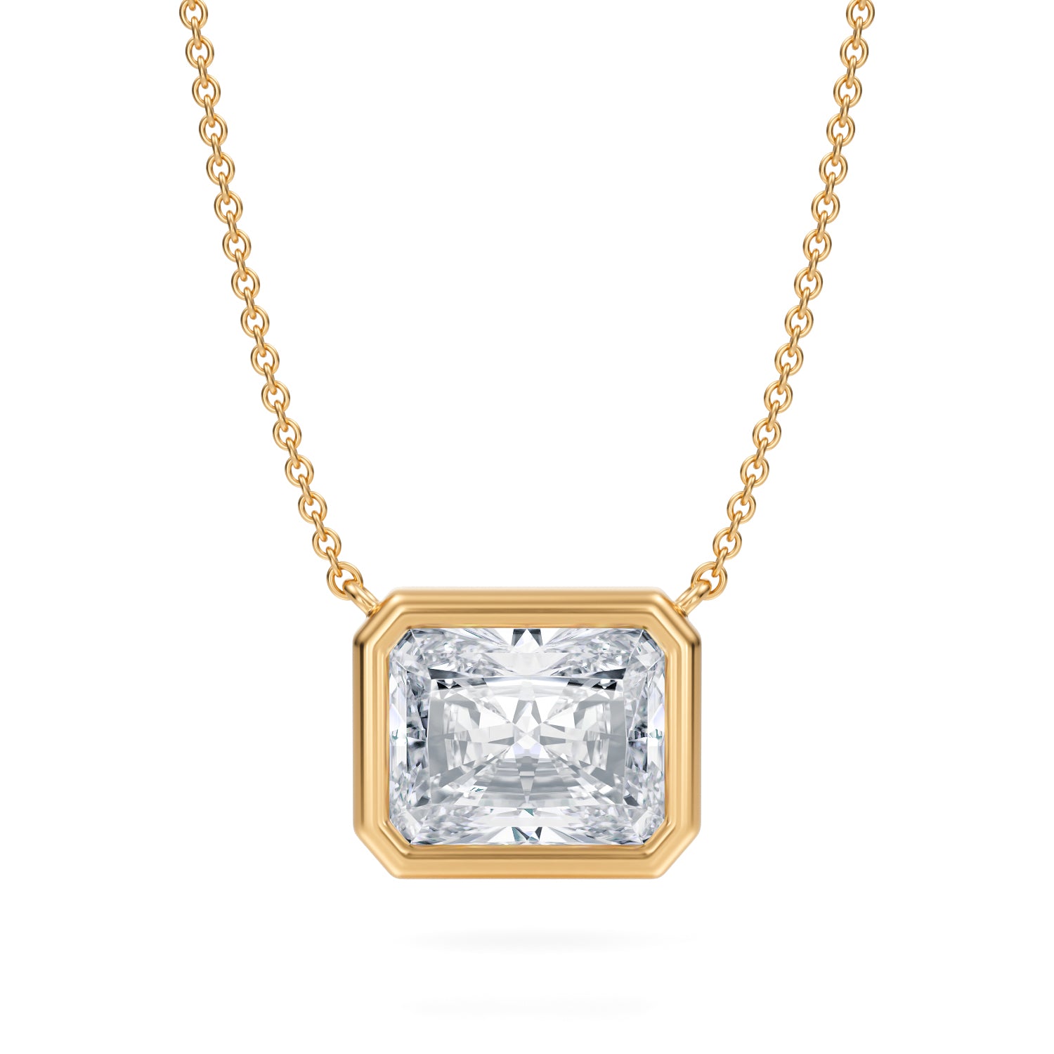 3.5 Carat Radiant Bezel Solitaire Pendant Necklace