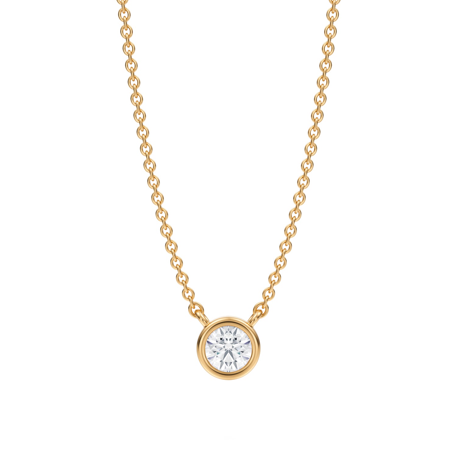 Round Bezel Solitaire Pendant Necklace