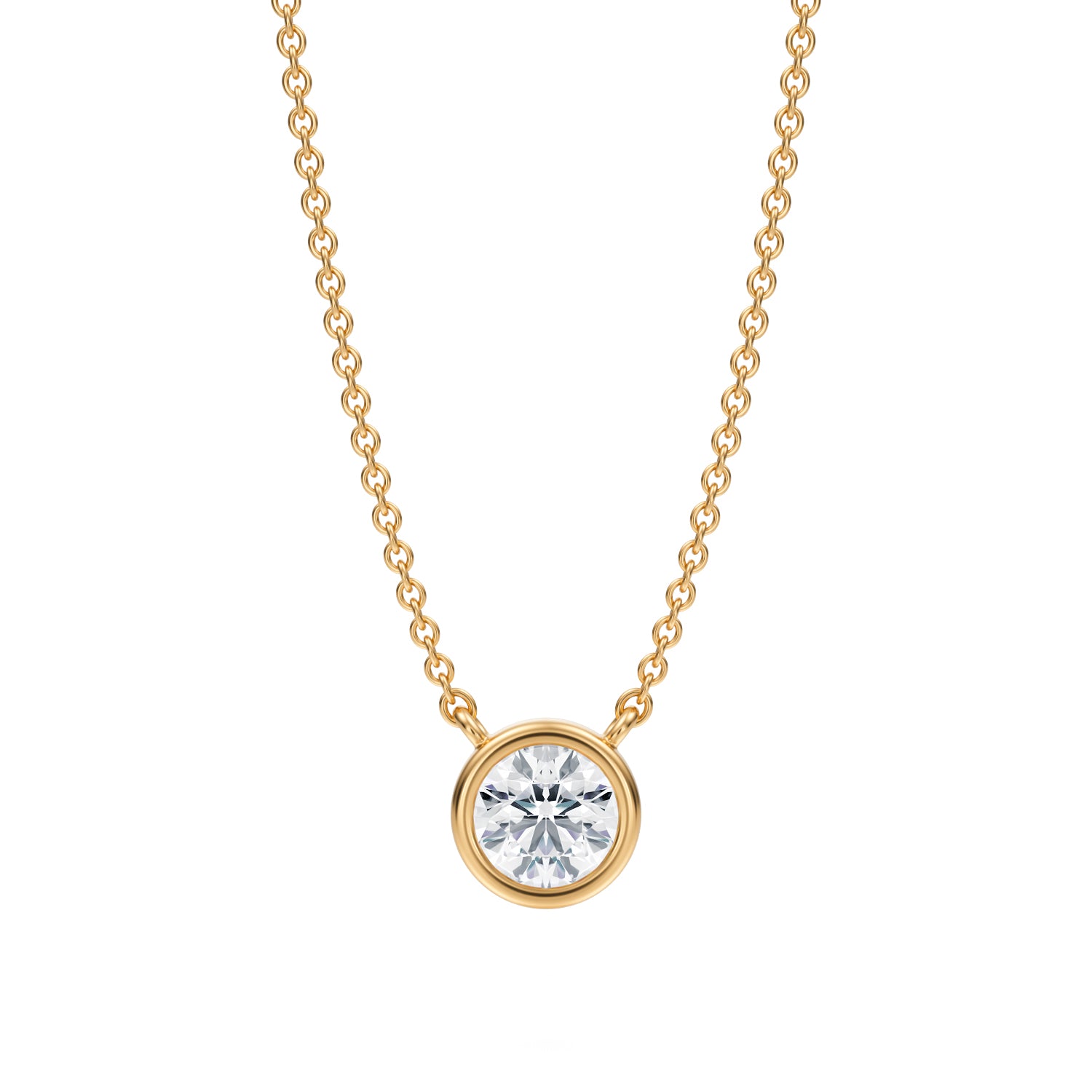 1/2 Carat Round Bezel Solitaire Pendant Necklace