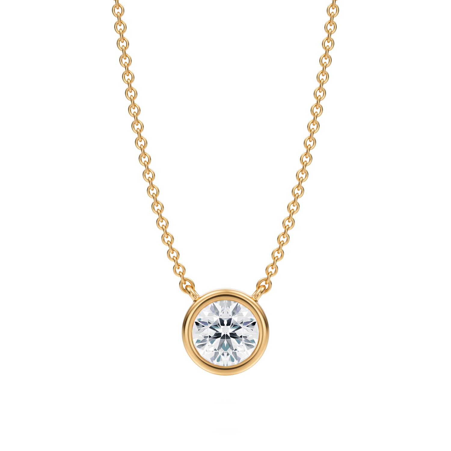 3/4 Carat Round Bezel Solitaire Pendant Necklace