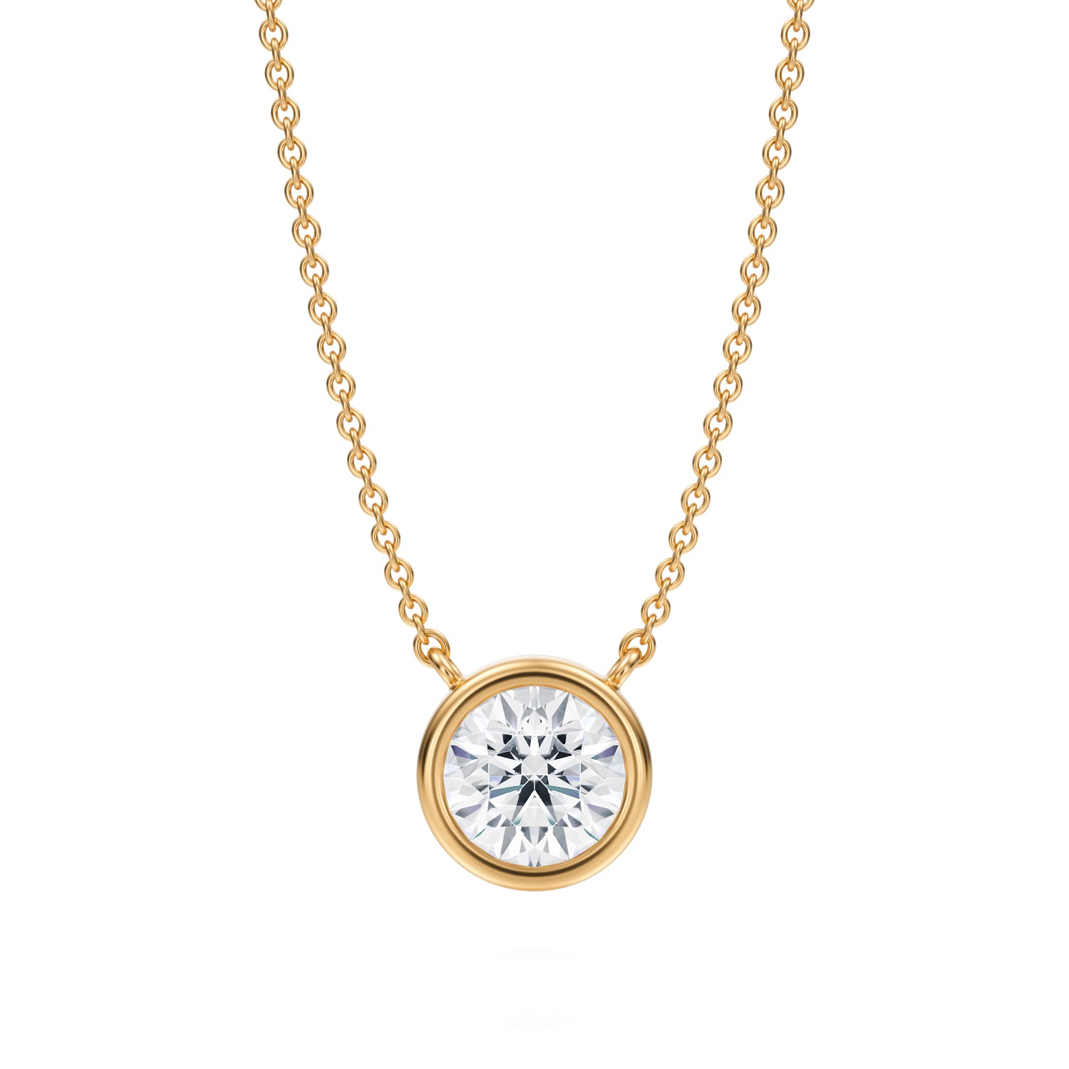 1 Carat Round Bezel Solitaire Pendant Necklace