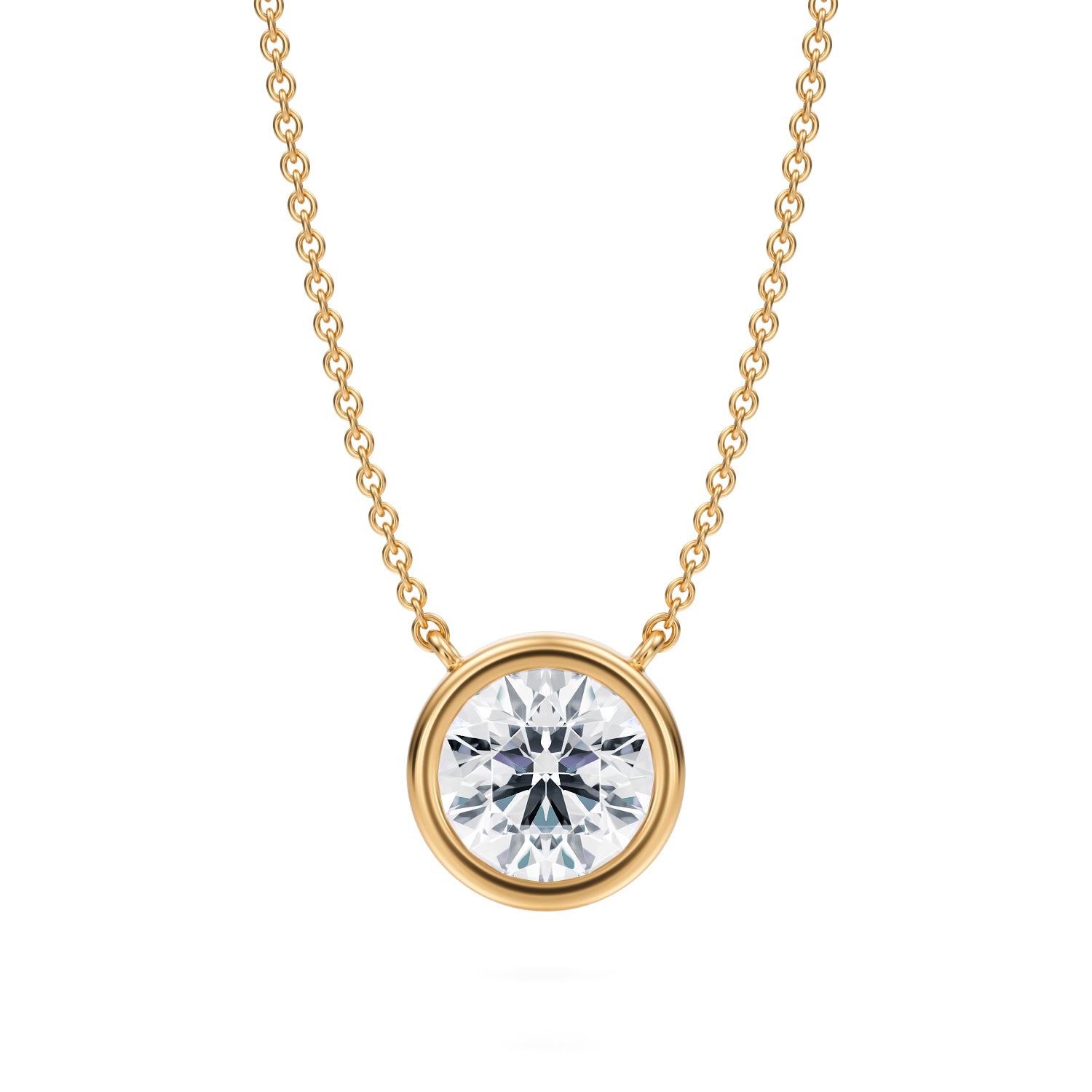 1.5 Carat Round Bezel Solitaire Pendant Necklace