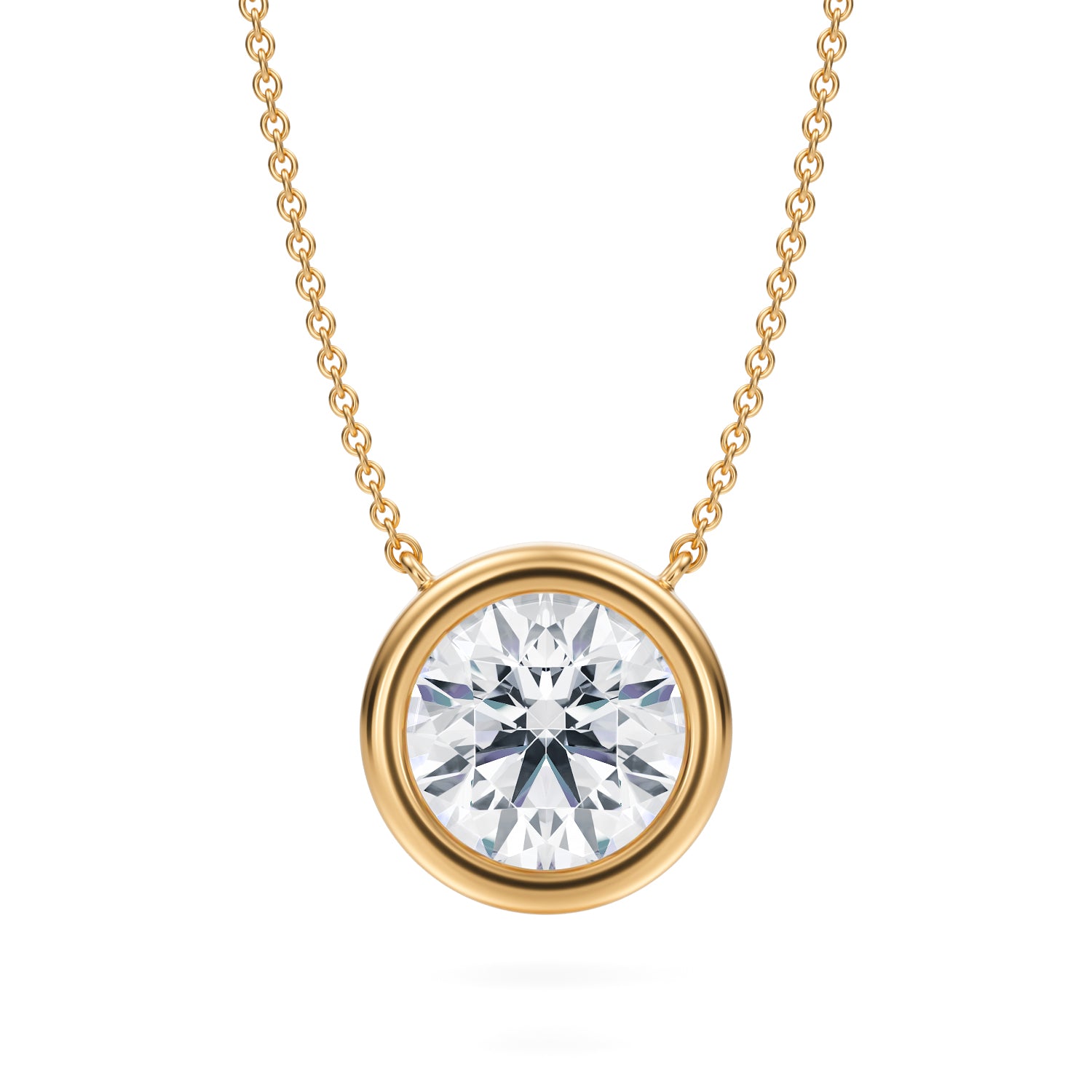 3.5 Carat Round Bezel Solitaire Pendant Necklace