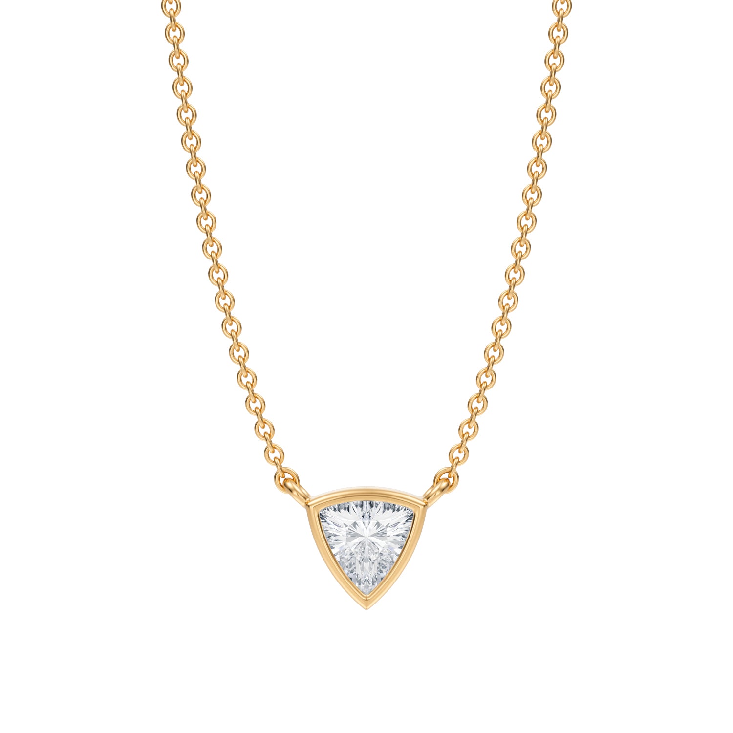 Trillion Bezel Solitaire Pendant Necklace