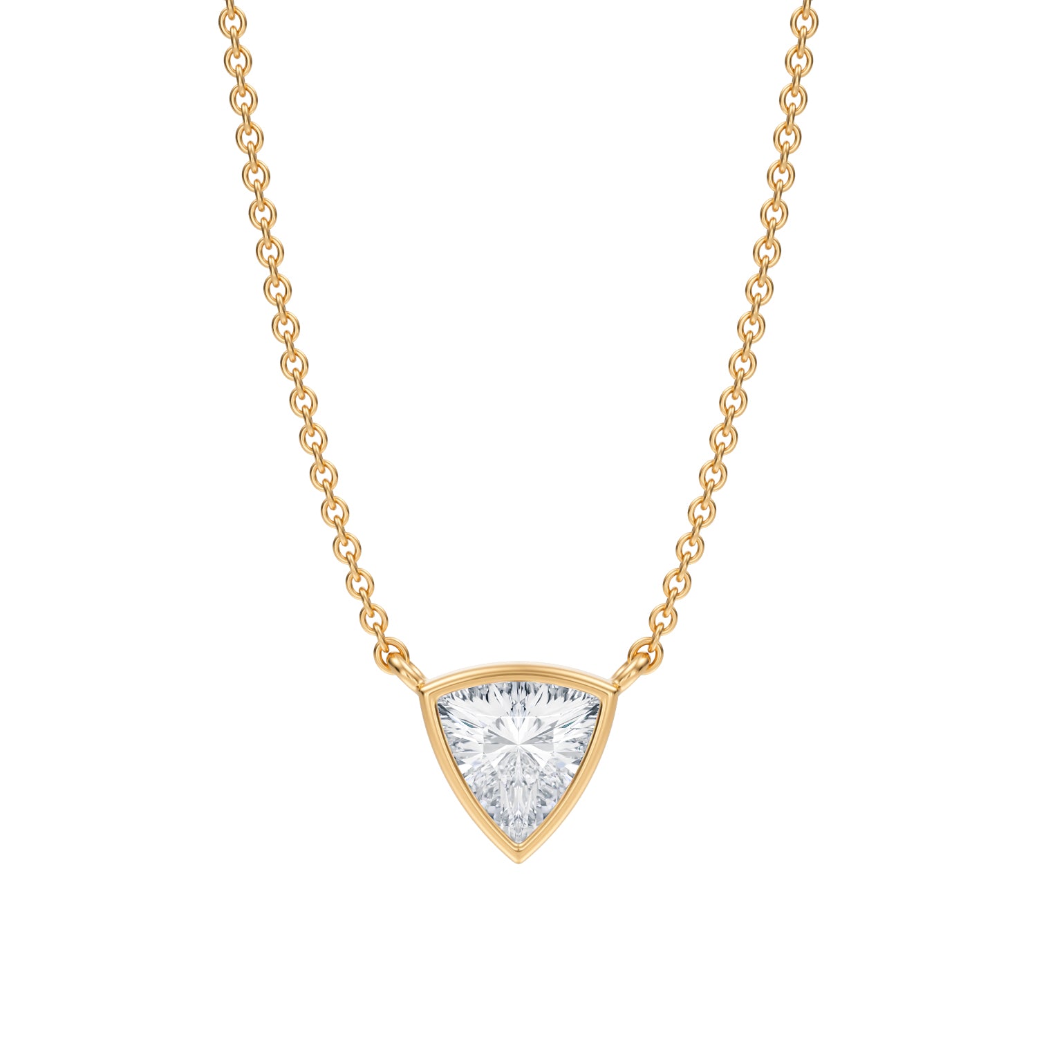 1/2 Carat Trillion Bezel Solitaire Pendant Necklace