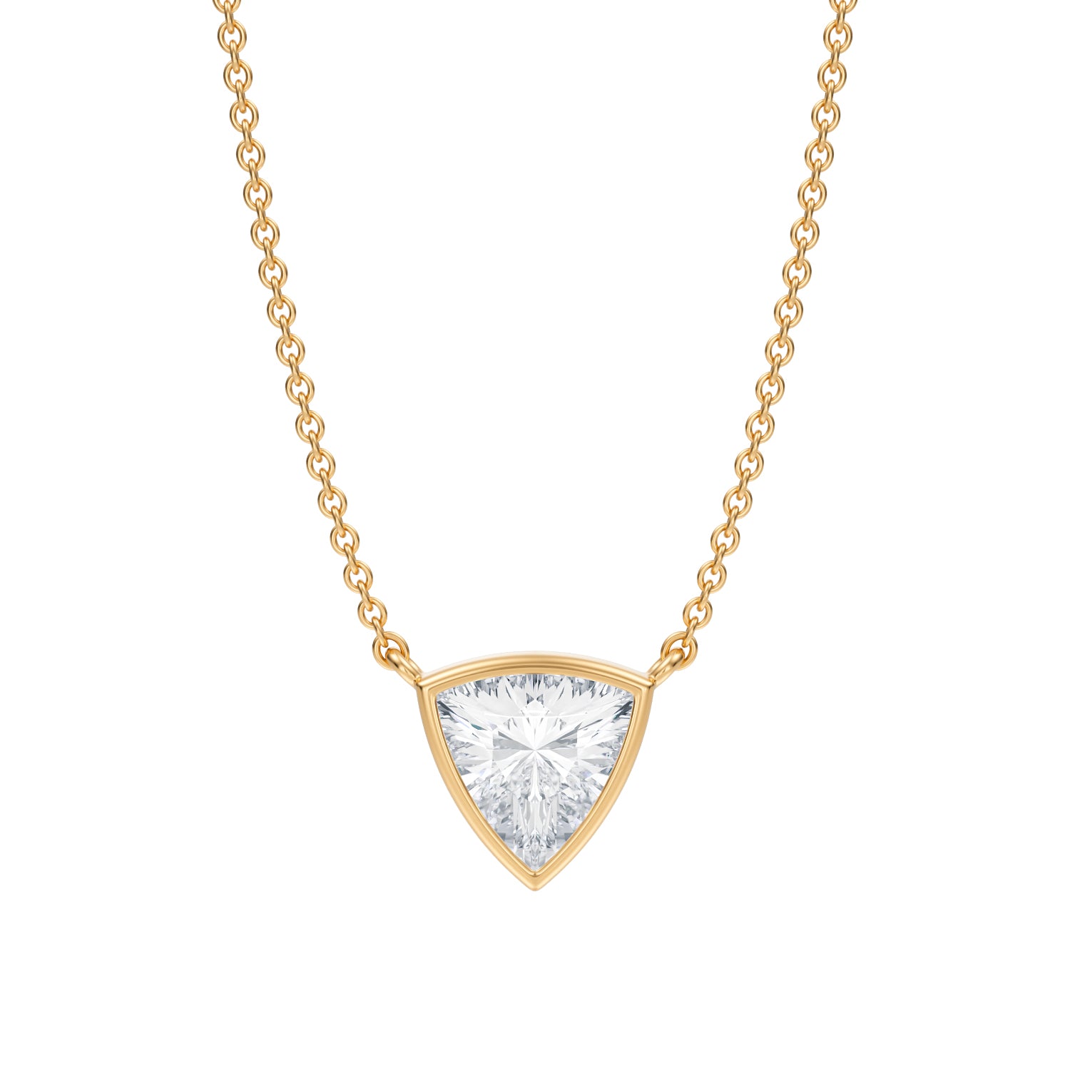 3/4 Carat Trillion Bezel Solitaire Pendant Necklace