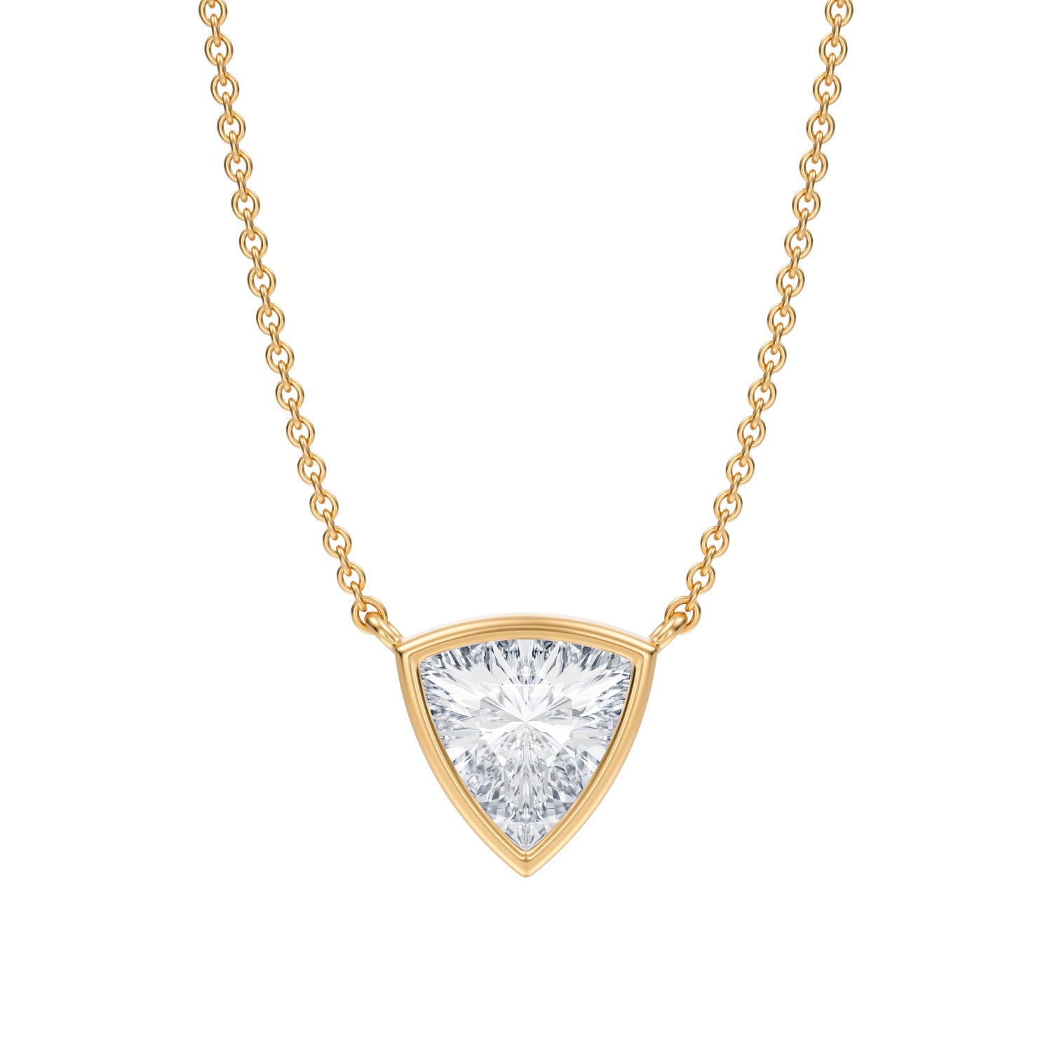 1 Carat Trillion Bezel Solitaire Pendant Necklace