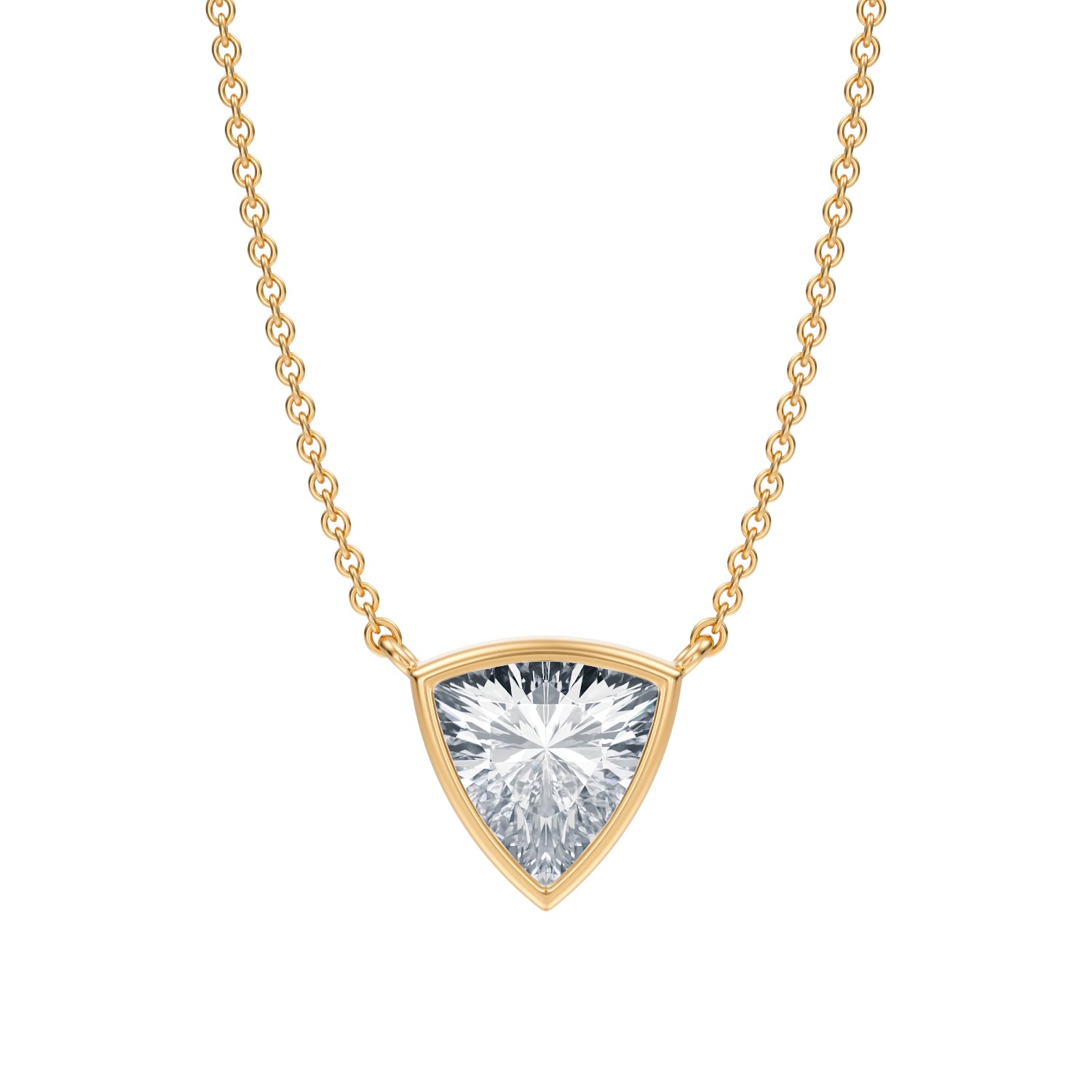 1.5 Carat Trillion Bezel Solitaire Pendant Necklace