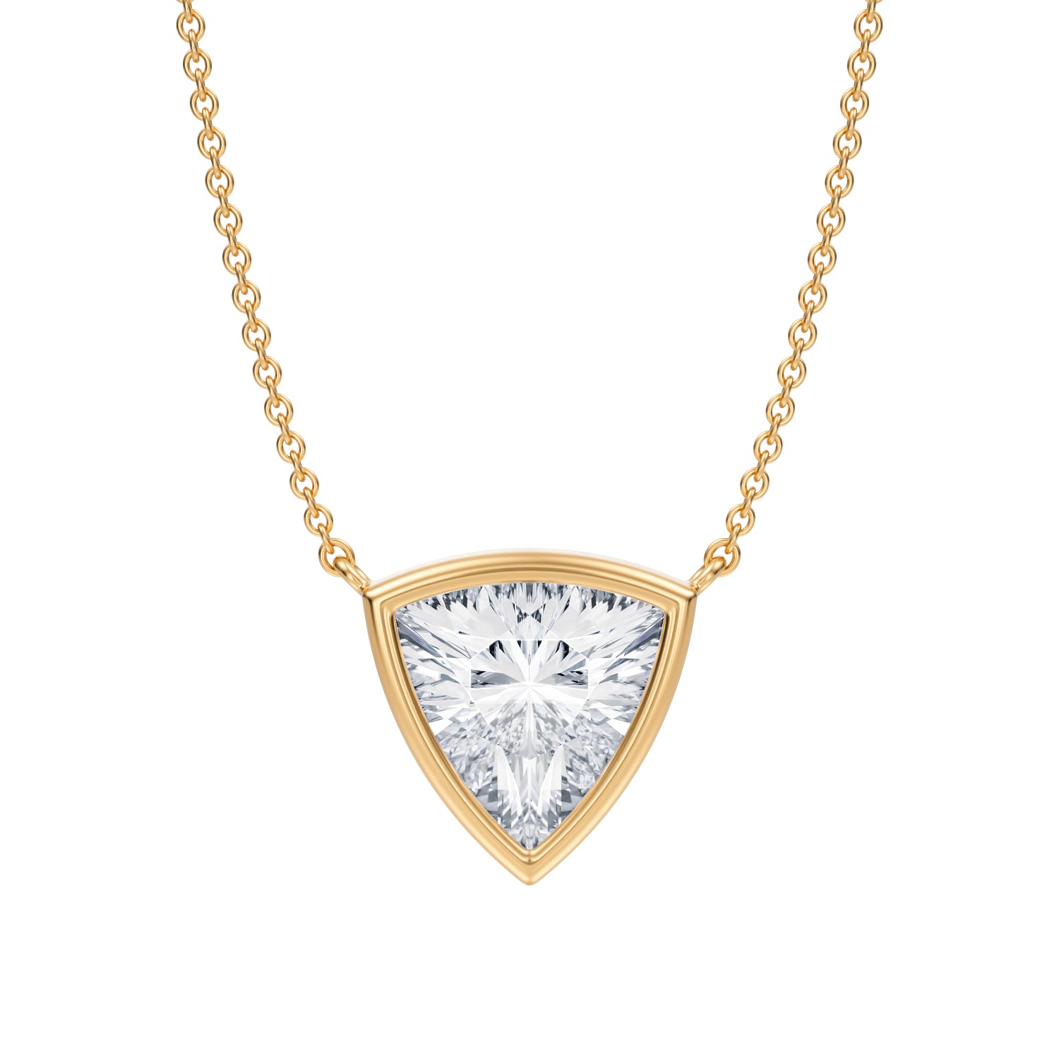 2 Carat Trillion Bezel Solitaire Pendant Necklace