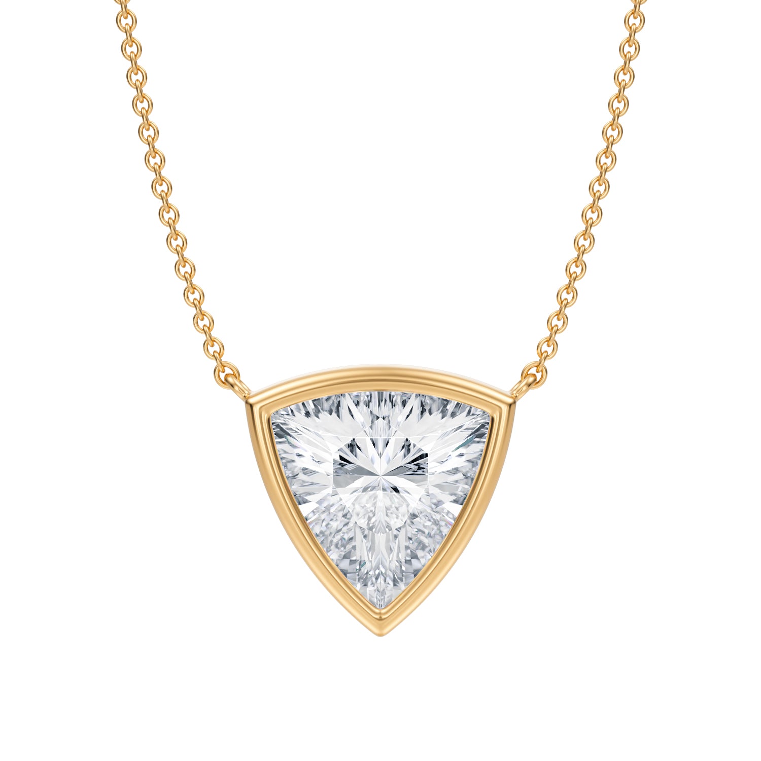 3 Carat Trillion Bezel Solitaire Pendant Necklace