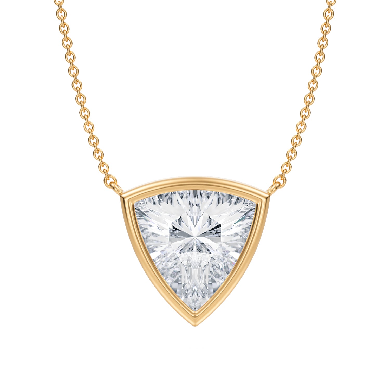 3.5 Carat Trillion Bezel Solitaire Pendant Necklace