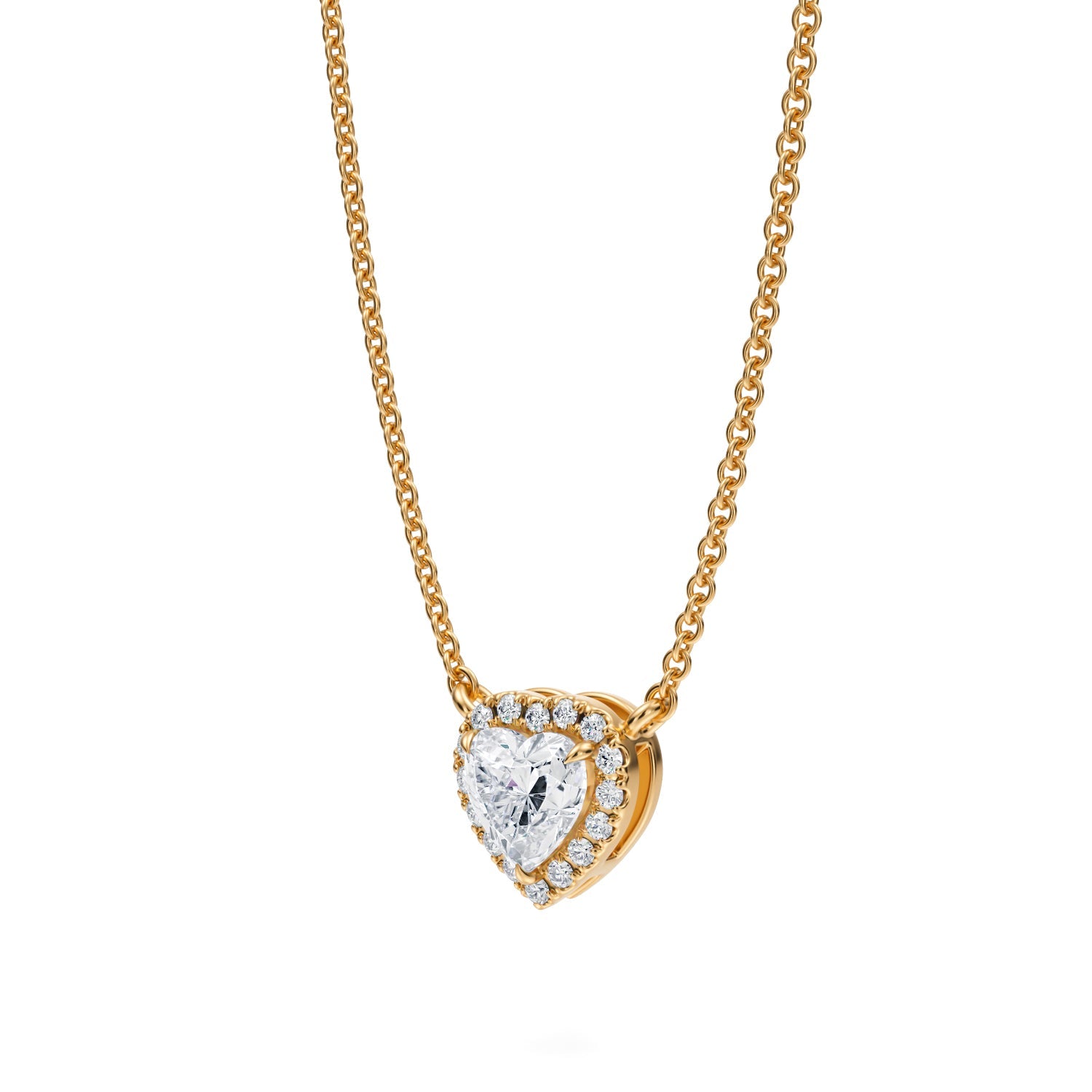 1/2 Carat Heart Shape Classic Halo Pendant