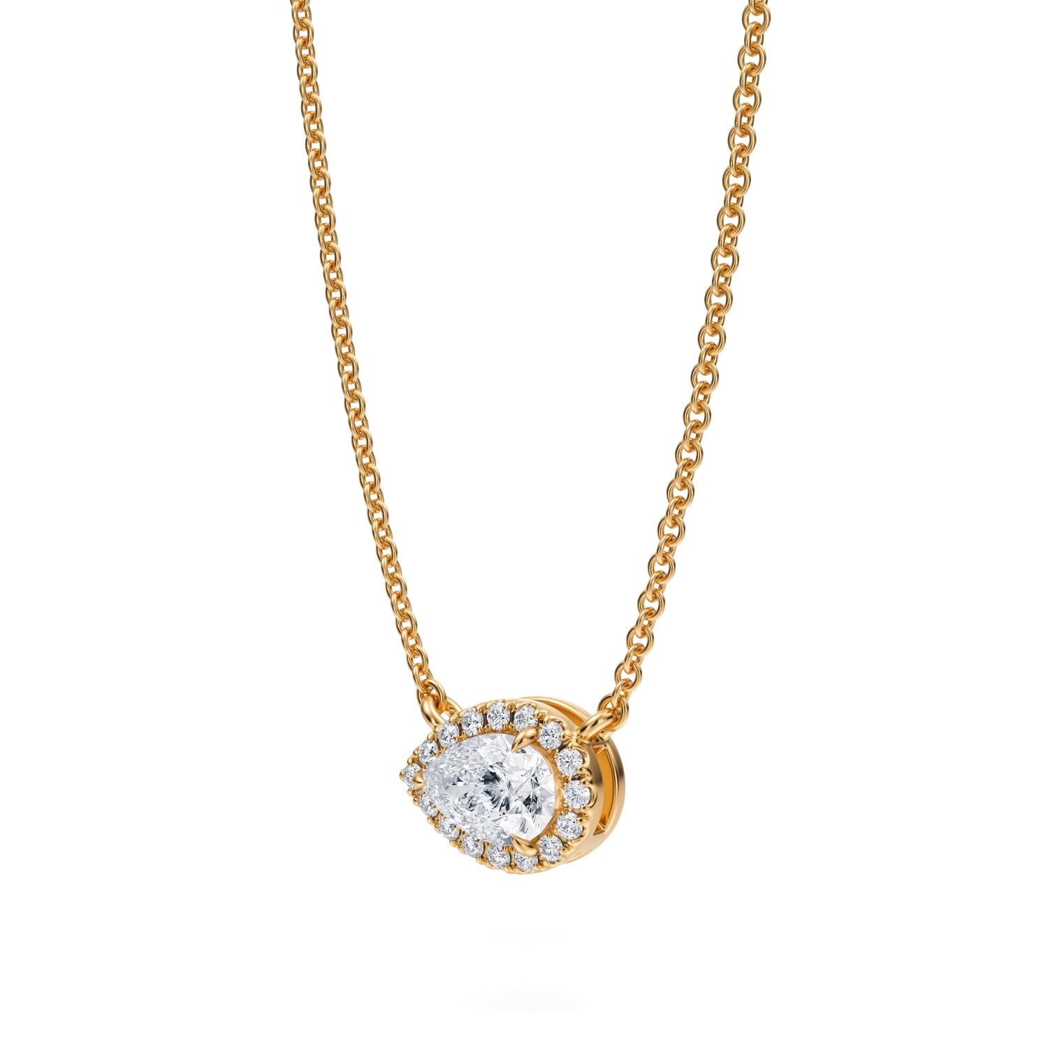 1/2 Carat Pear Classic Halo Pendant