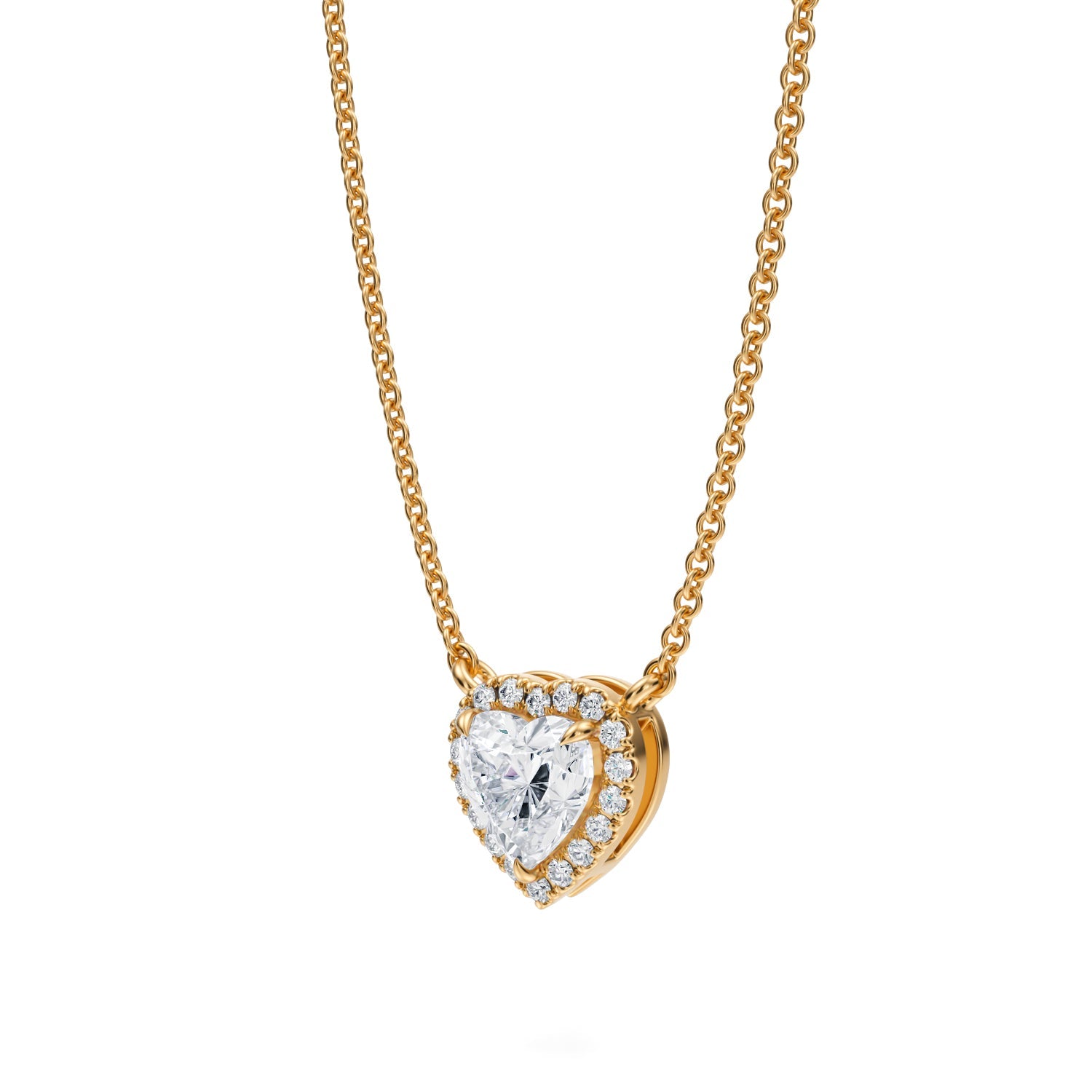 3/4 Carat Heart Shape Classic Halo Pendant