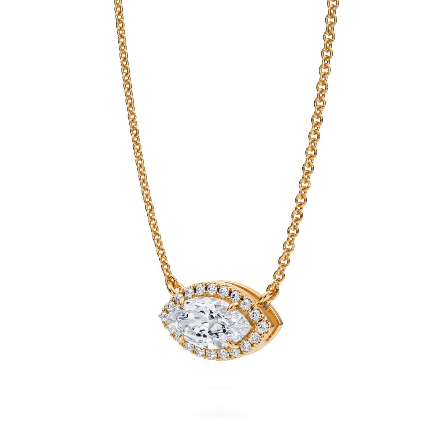 3/4 Carat Marquise Classic Halo Pendant