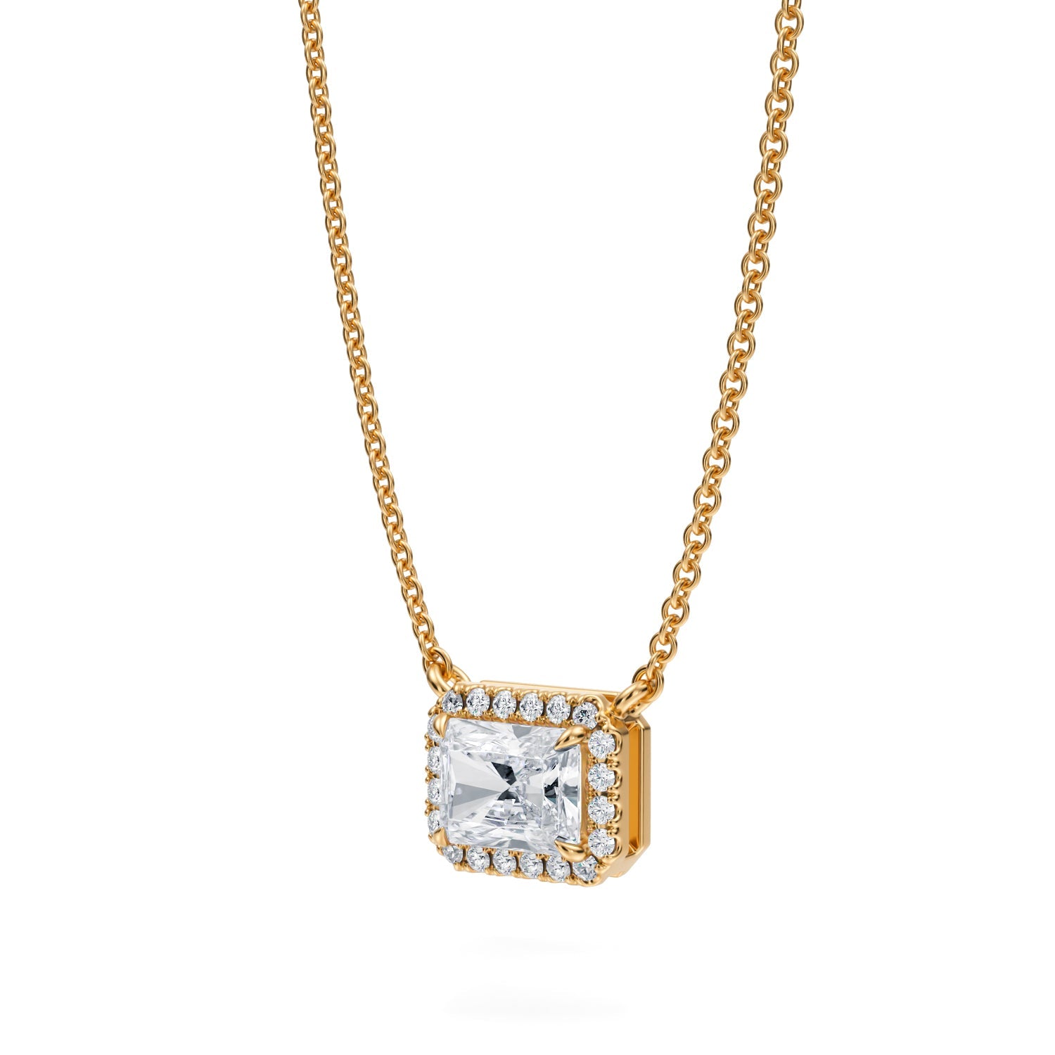 3/4 Carat Radiant Classic Halo Pendant