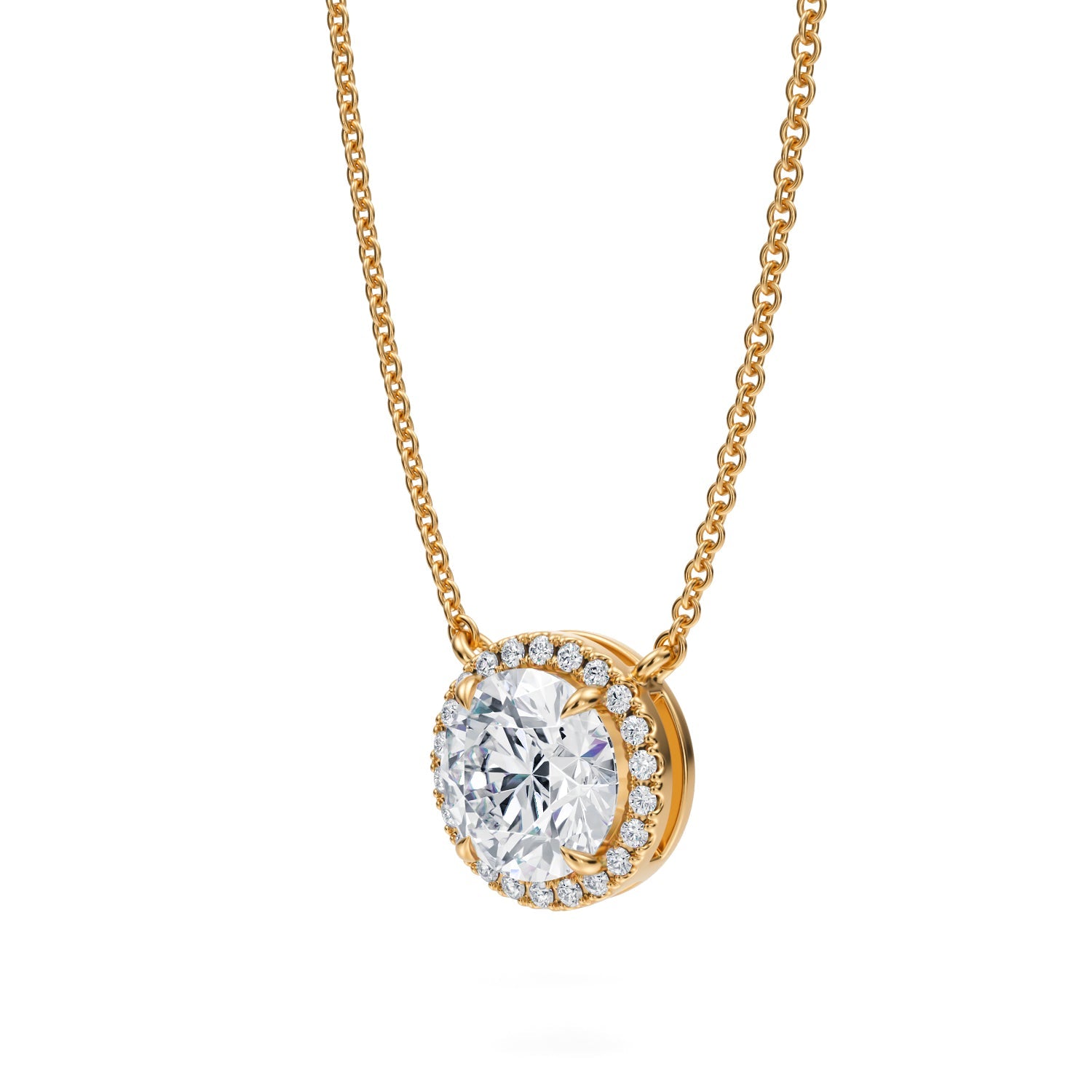 1.5 Carat Round Classic Halo Pendant