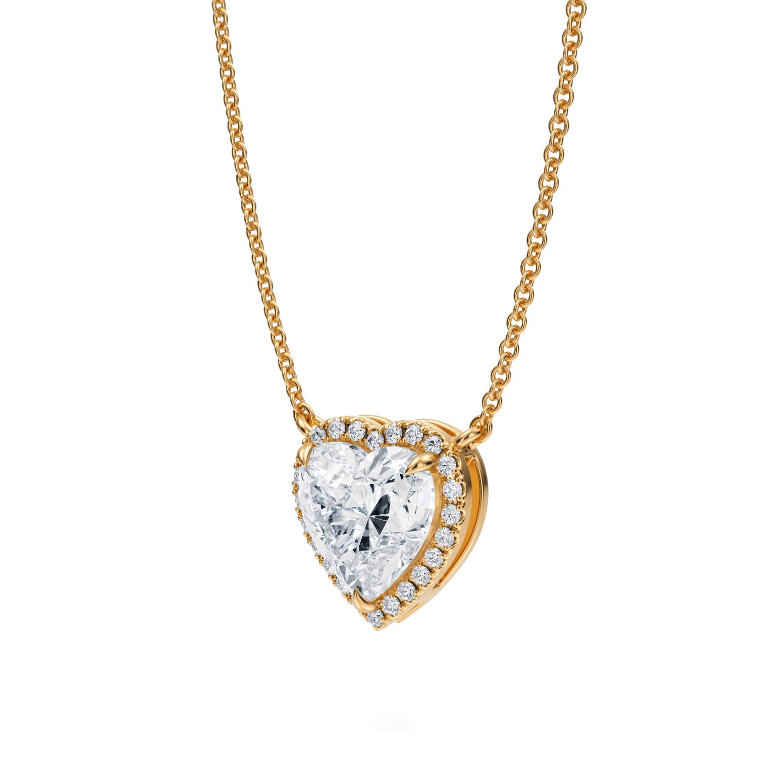 2 Carat Heart Shape Classic Halo Pendant