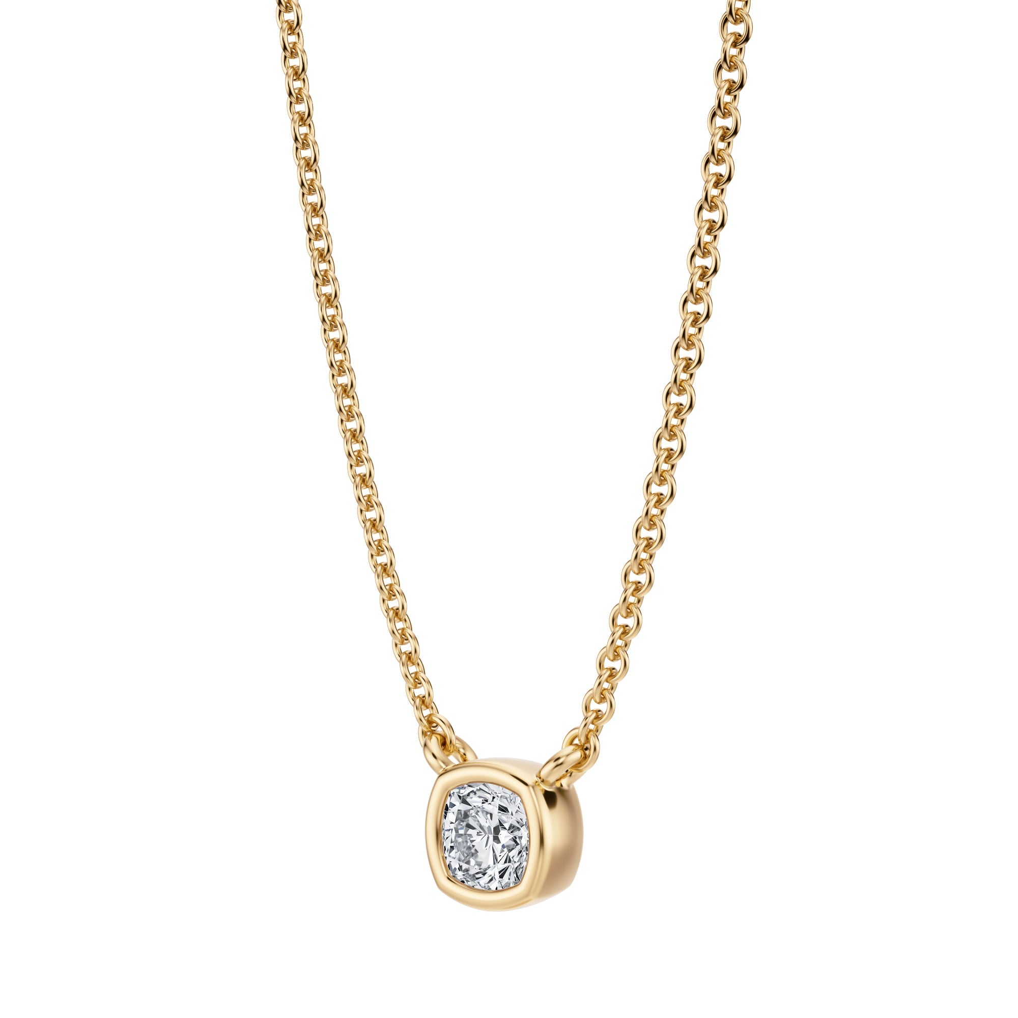 Cushion Bezel Solitaire Pendant Necklace