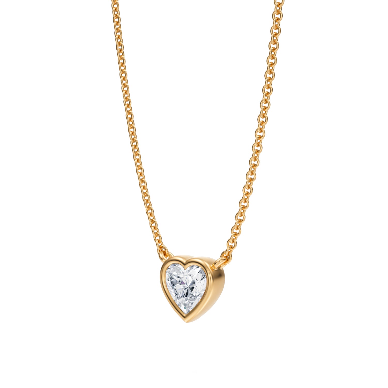 1/2 Carat Heart Shape Bezel Solitaire Pendant Necklace