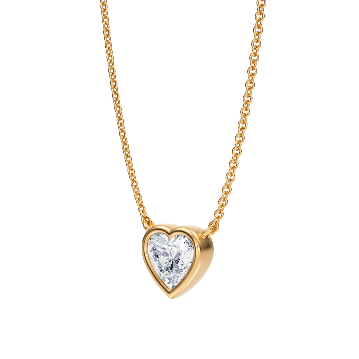 3/4 Carat Heart Shape Bezel Solitaire Pendant Necklace