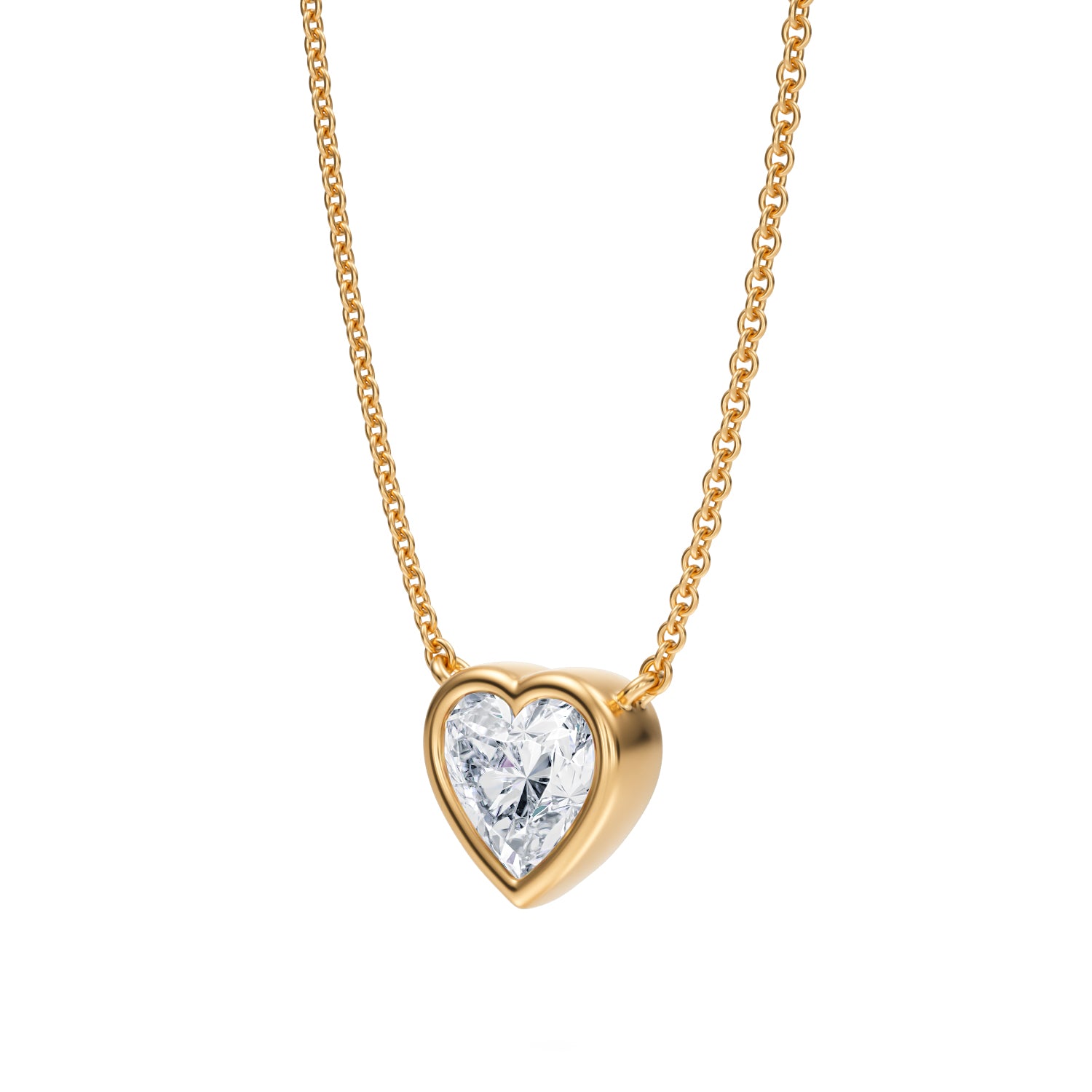 1 Carat Heart Shape Bezel Solitaire Pendant Necklace