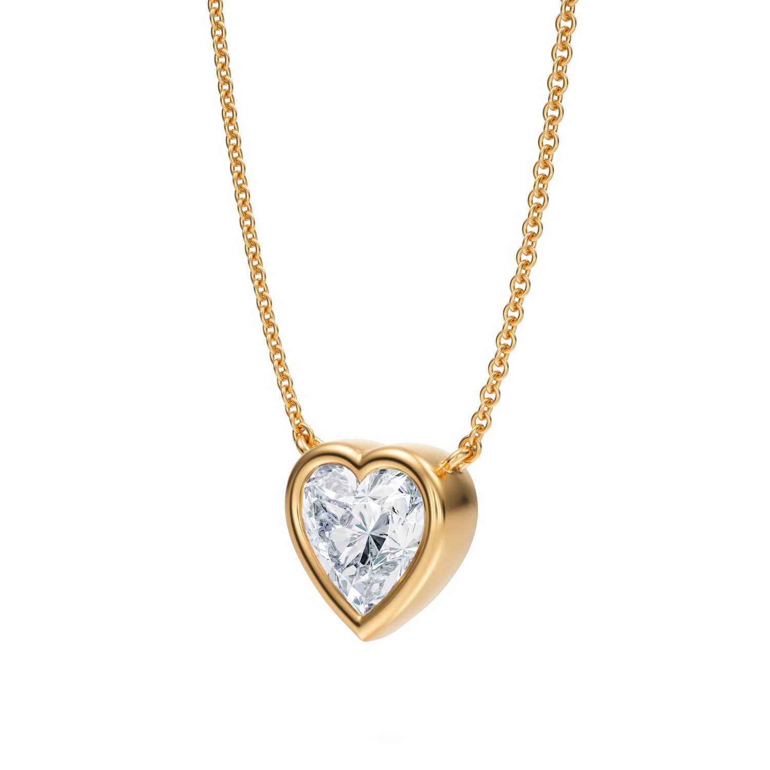 1.5 Carat Heart Shape Bezel Solitaire Pendant Necklace