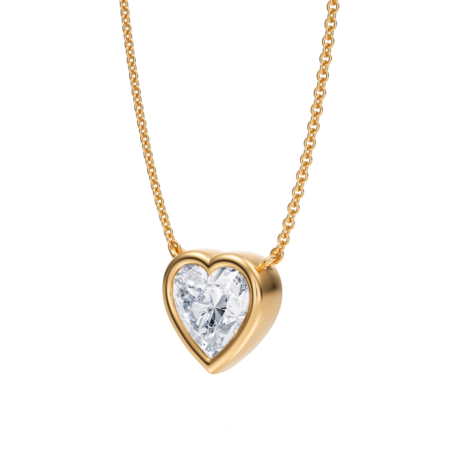 2 Carat Heart Shape Bezel Solitaire Pendant Necklace