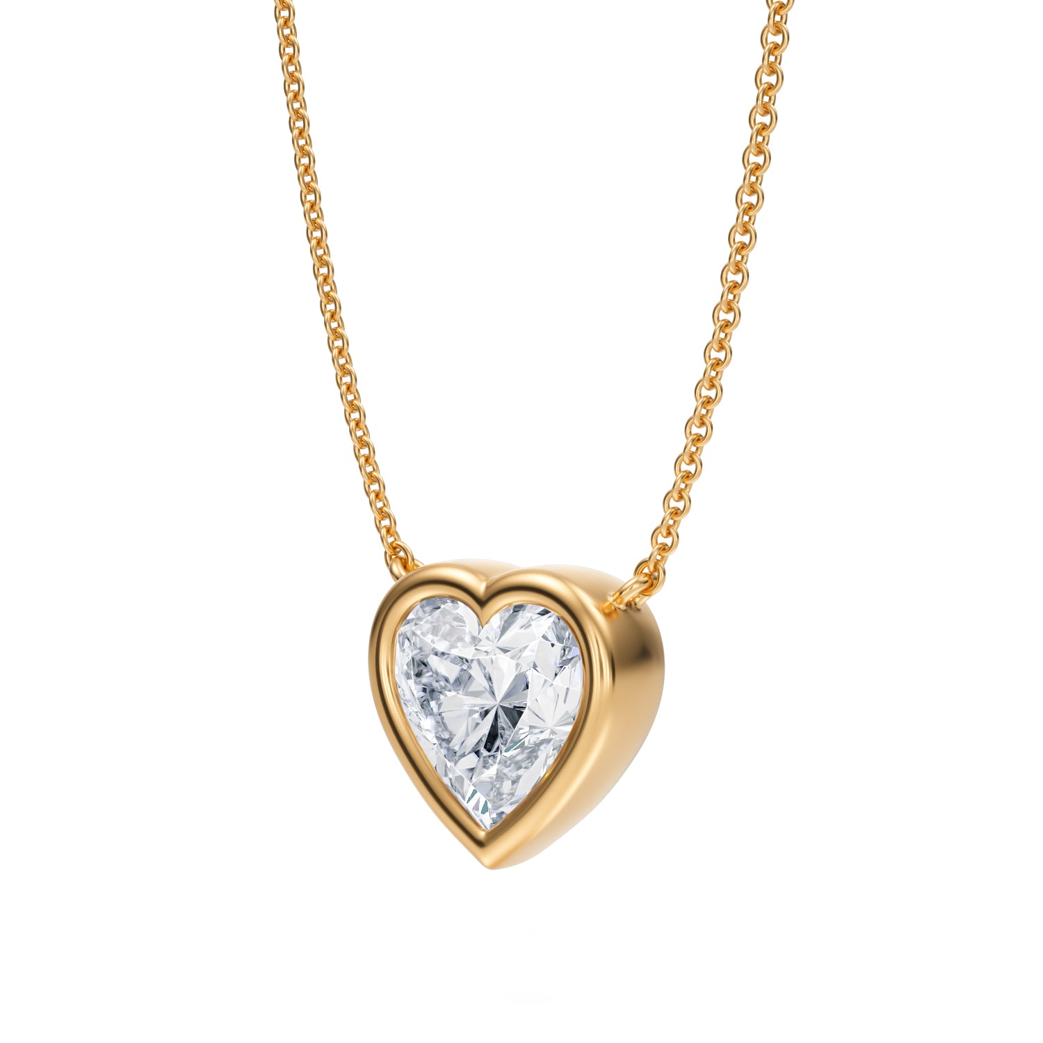 2.5 Carat Heart Shape Bezel Solitaire Pendant Necklace