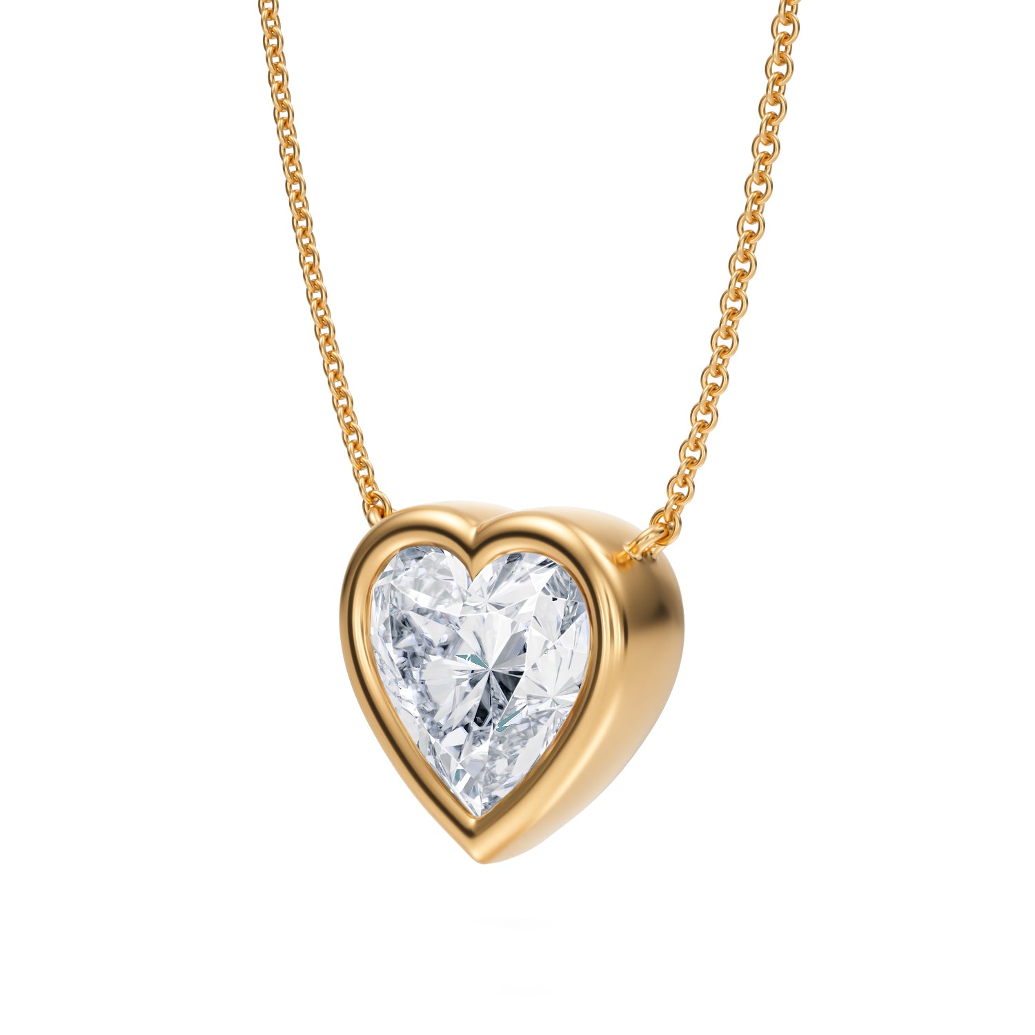 3.5 Carat Heart Shape Bezel Solitaire Pendant Necklace