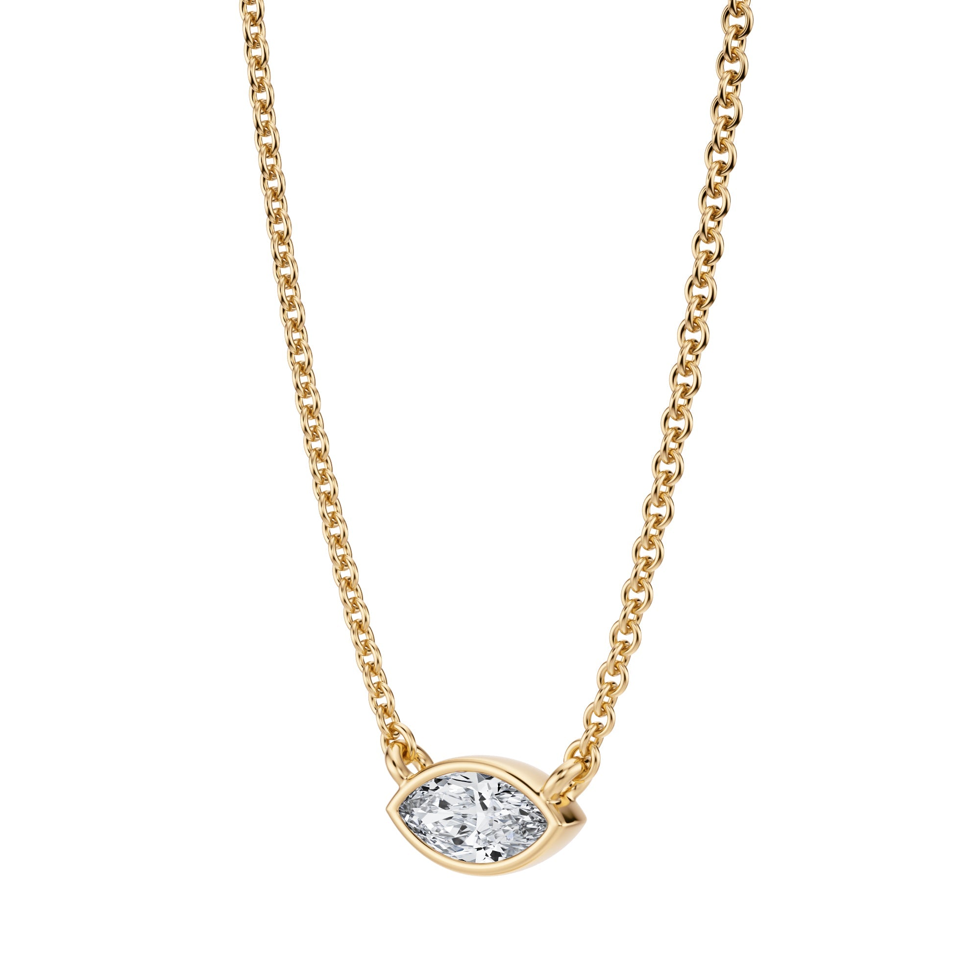 Marquise Bezel Solitaire Pendant Necklace