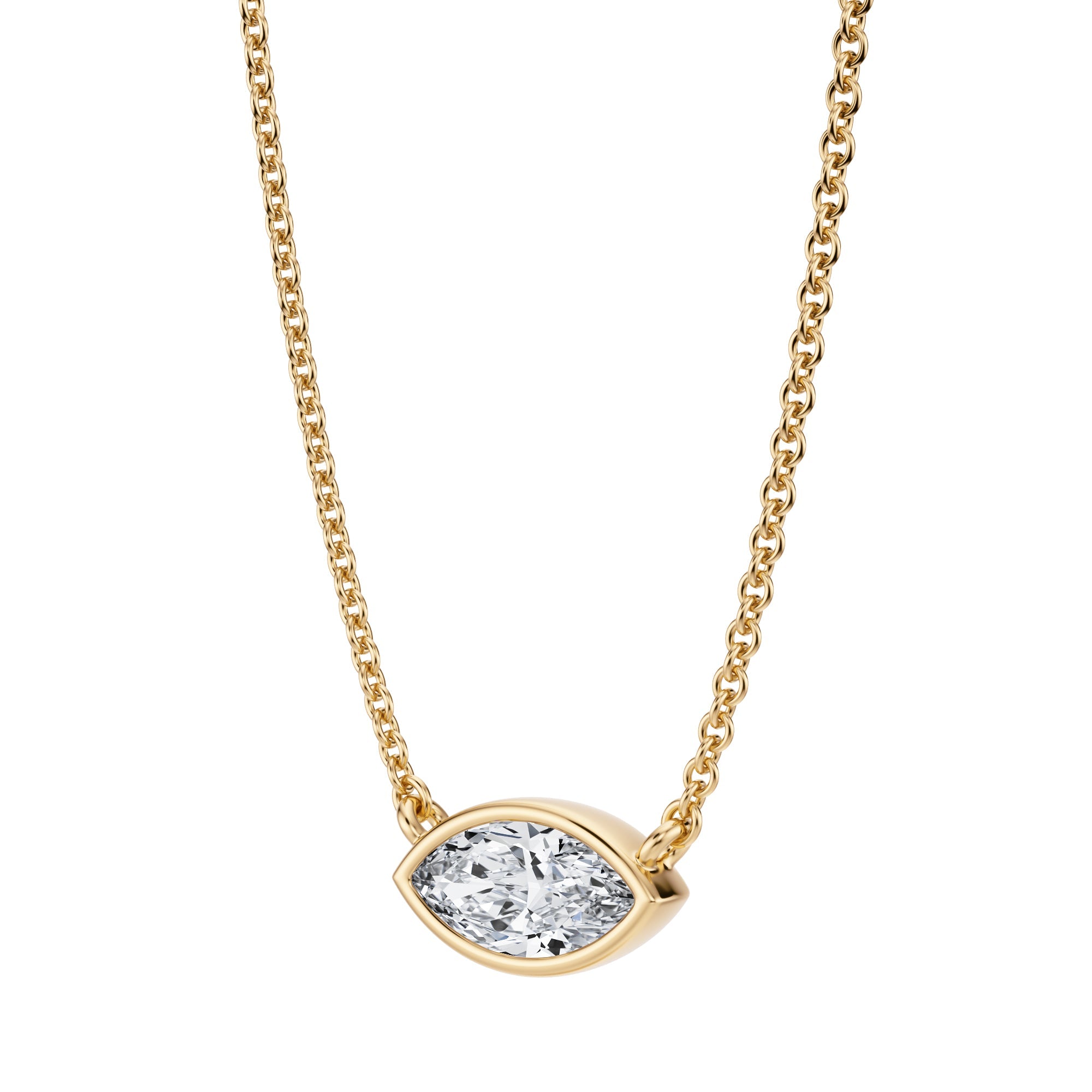 1/2 Carat Marquise Bezel Solitaire Pendant Necklace