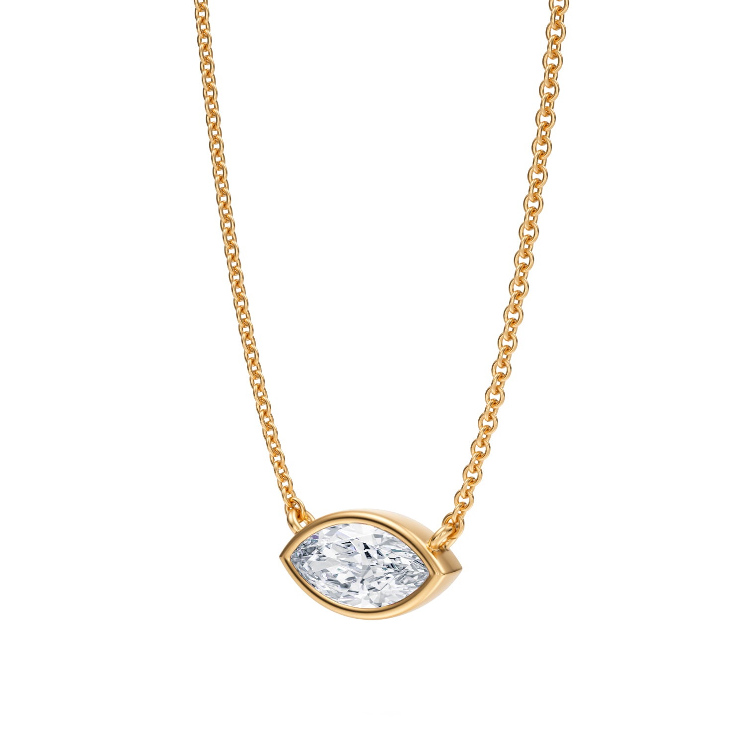 3/4 Carat Marquise Bezel Solitaire Pendant Necklace