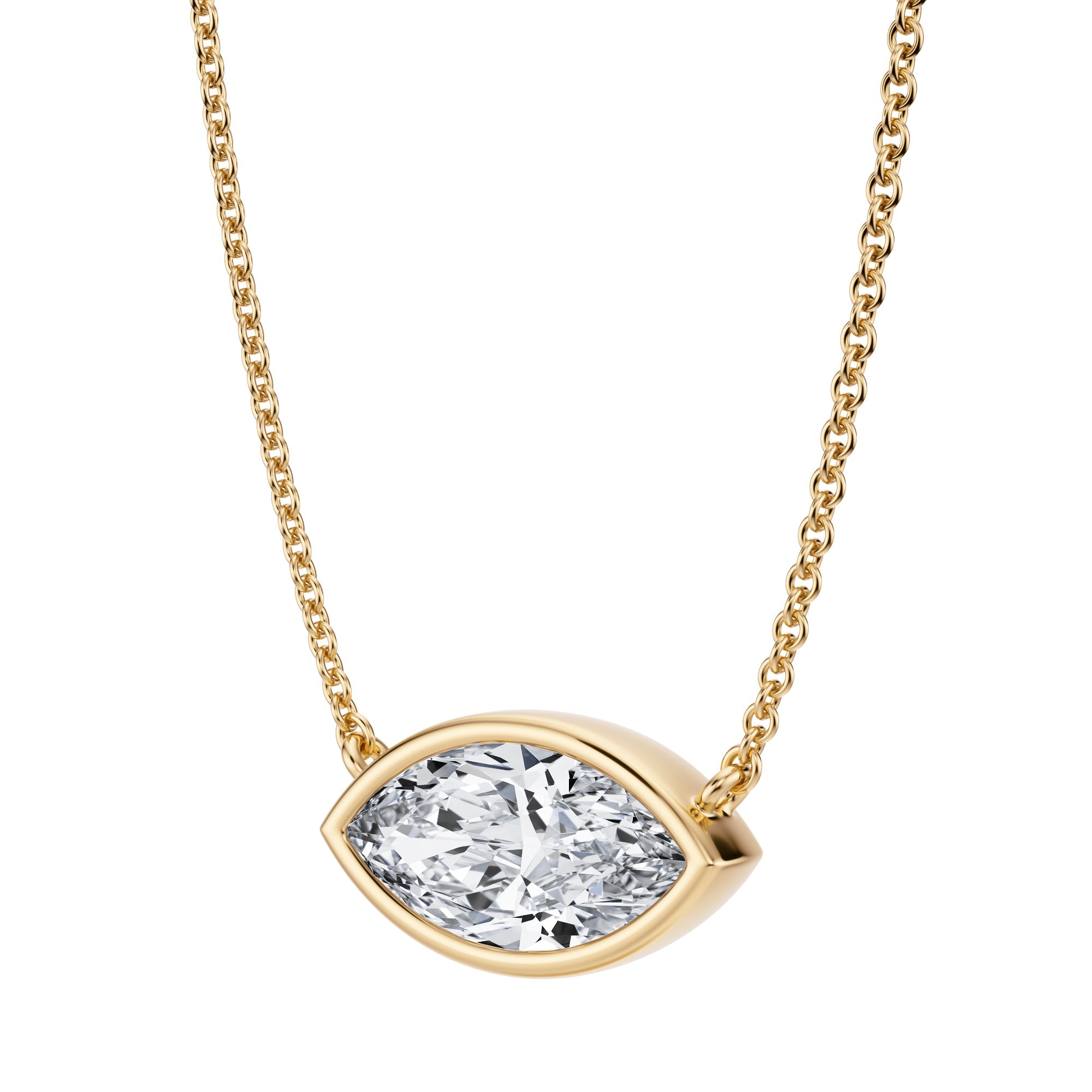 1.5 Carat Marquise Bezel Solitaire Pendant Necklace